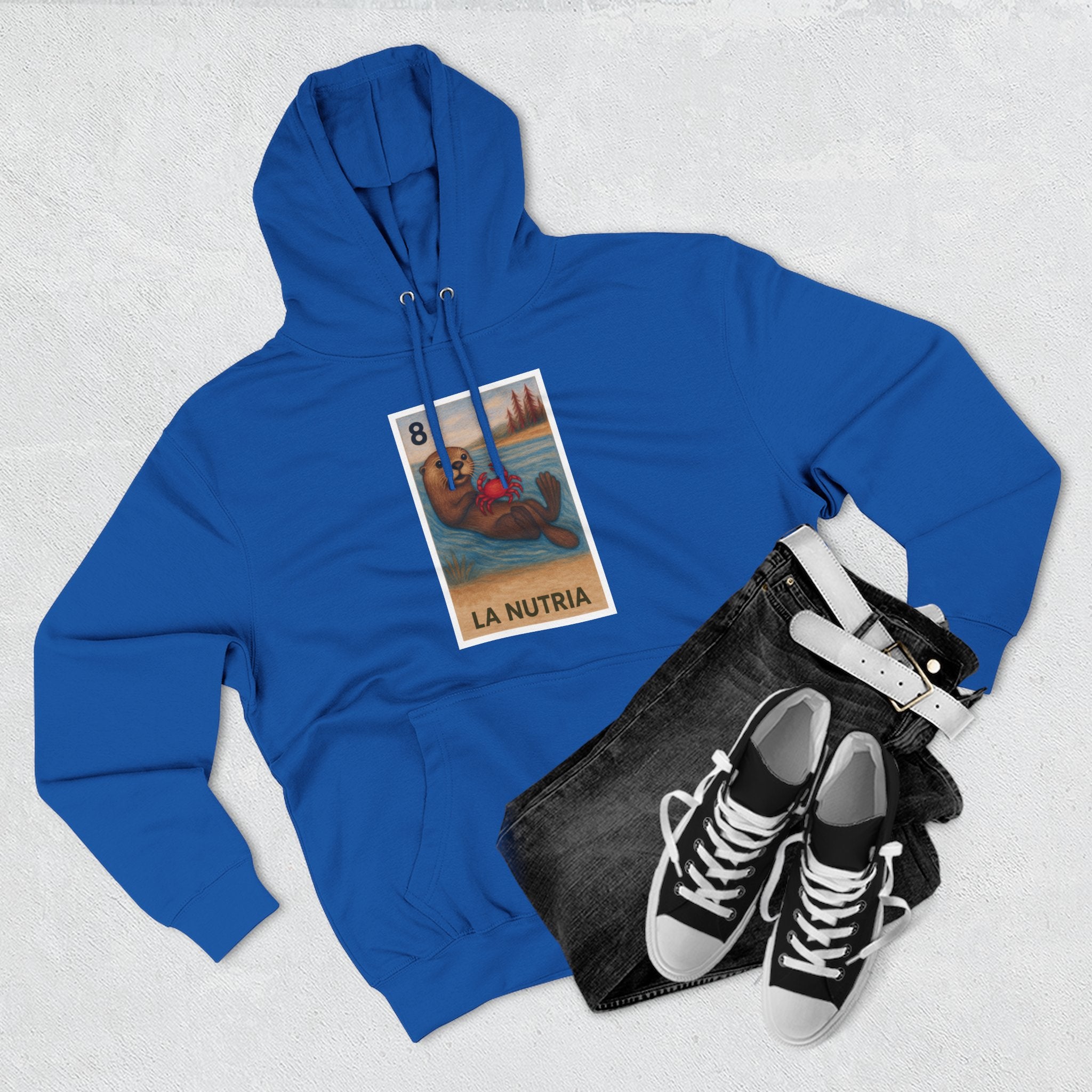 Sea Otter Lotería Unisex - Pull-Over Cotton Blend Fleece Hoodie (La Nutria)