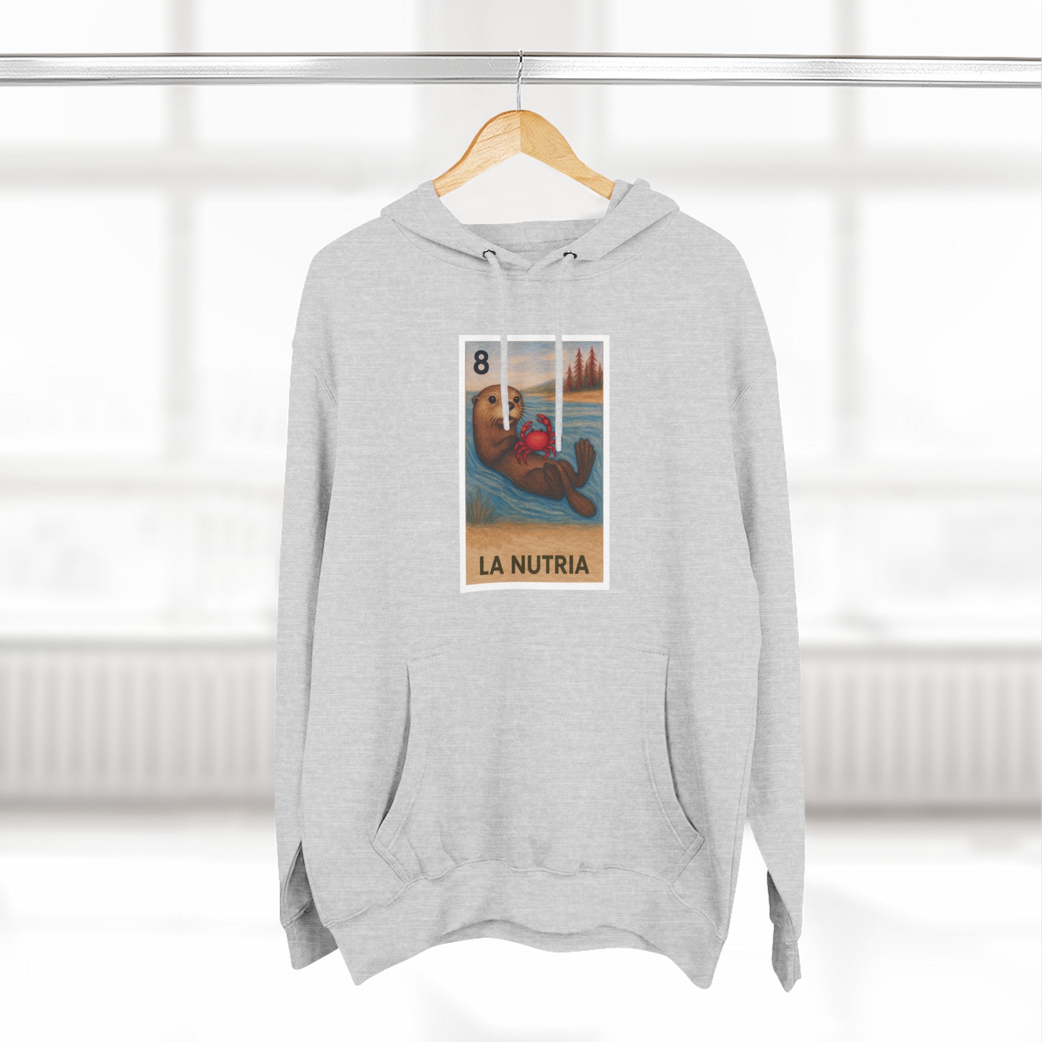 Sea Otter Lotería Unisex - Pull-Over Cotton Blend Fleece Hoodie (La Nutria)