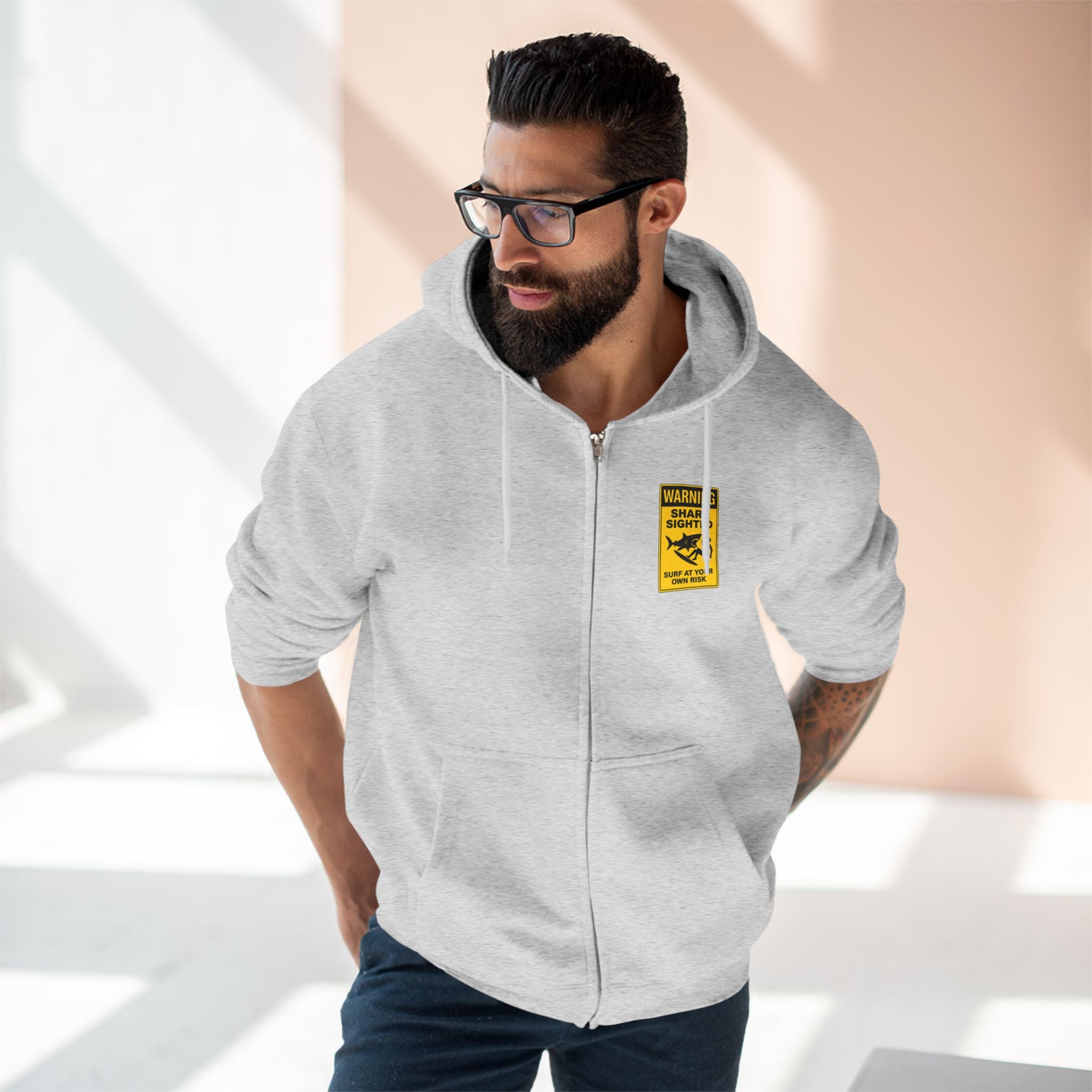 Shark Sighted Unisex - Zip Cotton Blend Fleece Hoodie