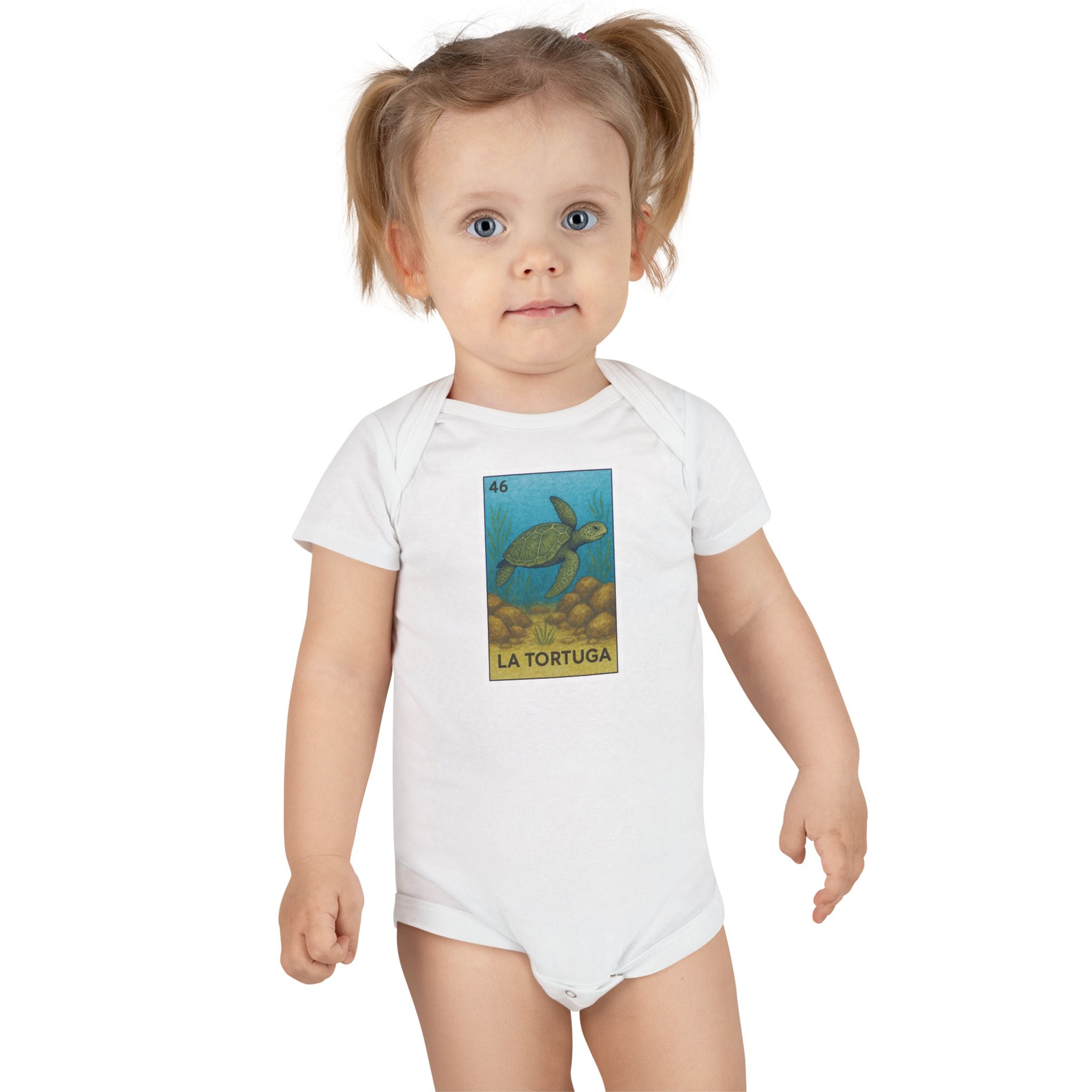 Turtle Lotería - Baby Short Sleeve 100% Cotton Onesie (La Tortuga)