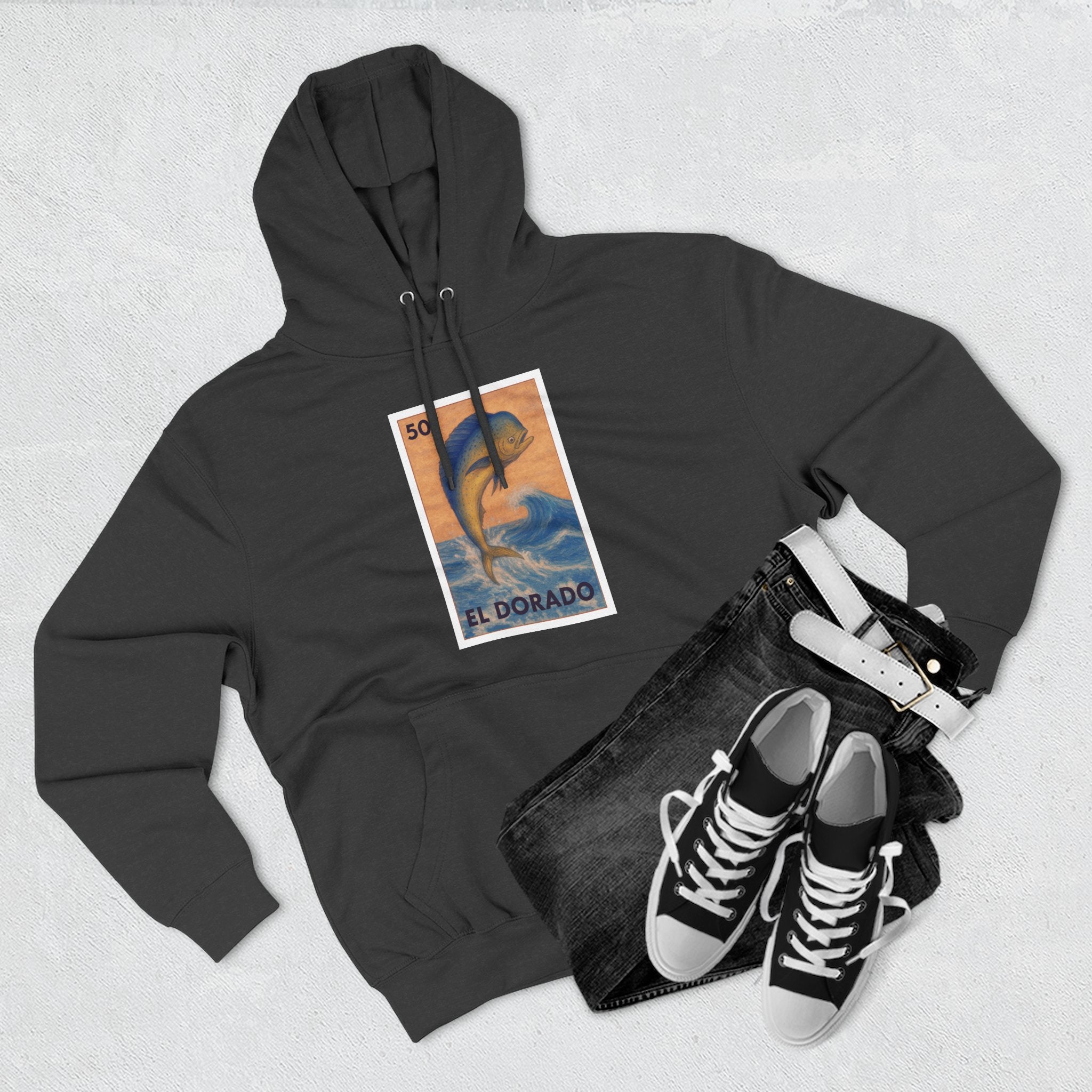 Dorado Lotería Unisex - Pull-Over Cotton Blend Fleece Hoodie (El Dorado)