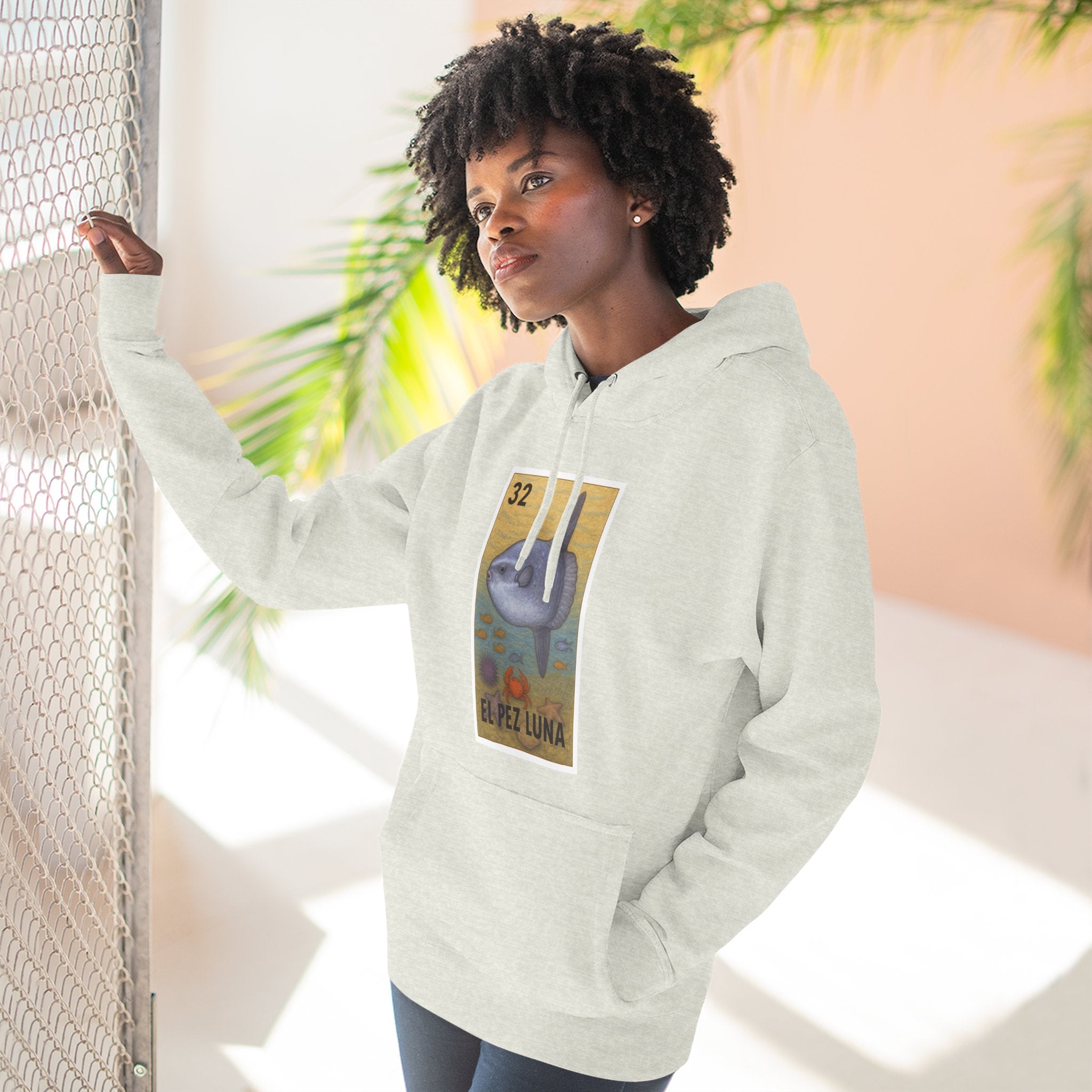 Sunfish Lotería Unisex - Pull-Over Cotton Blend Fleece Hoodie (El Pez Luna)