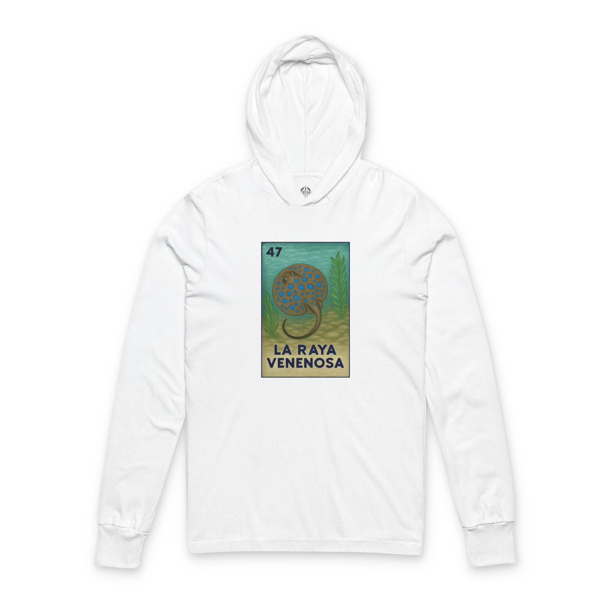 Stingray Lotería Unisex - Cotton Hooded Long Sleeve Hooded T-Shirt (La Raya Venenosa)