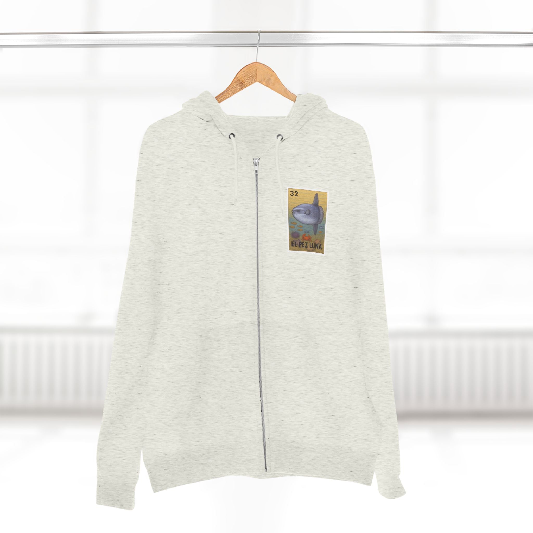 Sunfish Lotería Unisex - Zip Cotton Blend Fleece Hoodie (El Pez Luna)