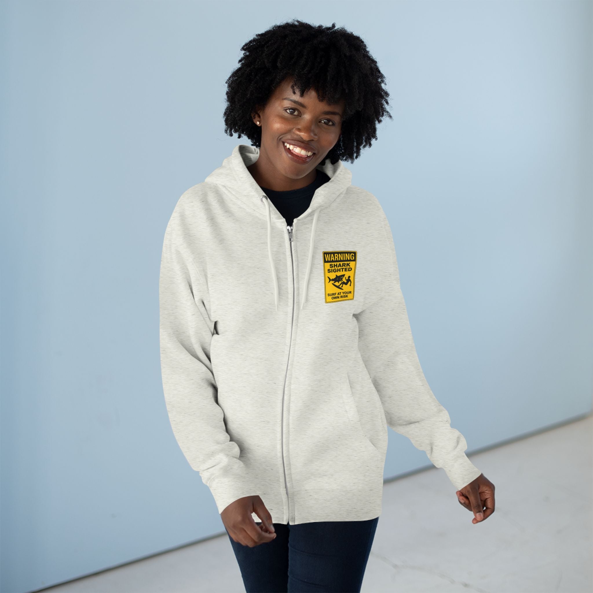 Shark Sighted Unisex - Zip Cotton Blend Fleece Hoodie