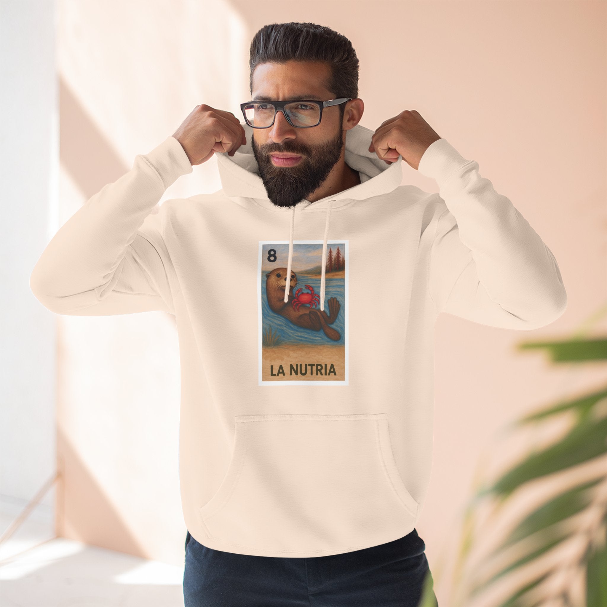 Sea Otter Lotería Unisex - Pull-Over Cotton Blend Fleece Hoodie (La Nutria)