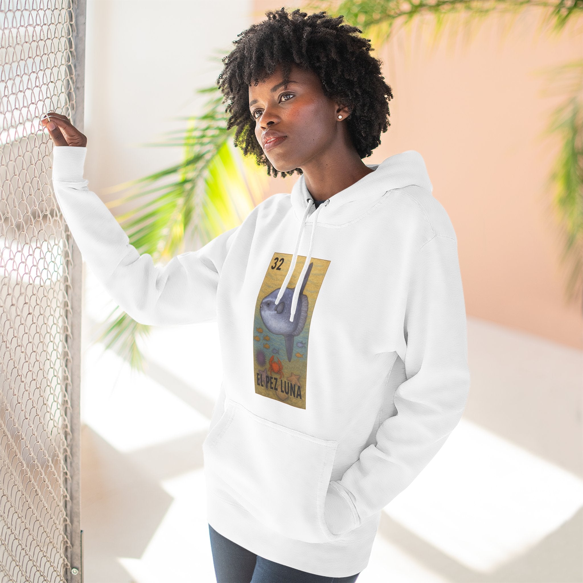 Sunfish Lotería Unisex - Pull-Over Cotton Blend Fleece Hoodie (El Pez Luna)