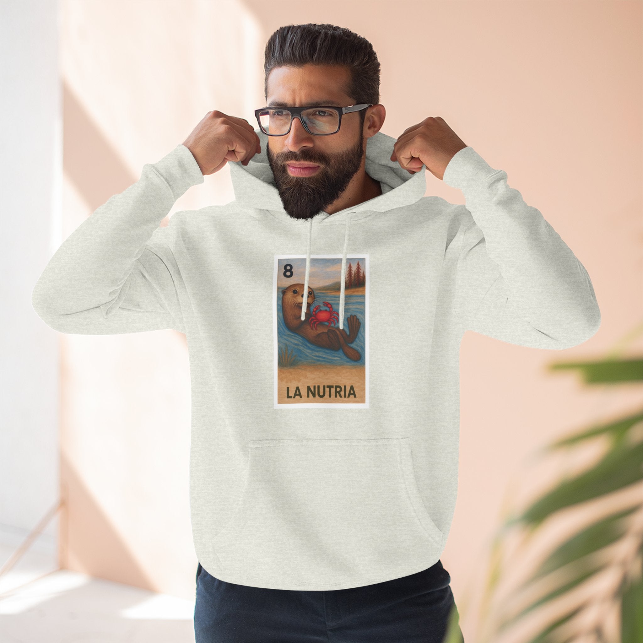 Sea Otter Lotería Unisex - Pull-Over Cotton Blend Fleece Hoodie (La Nutria)