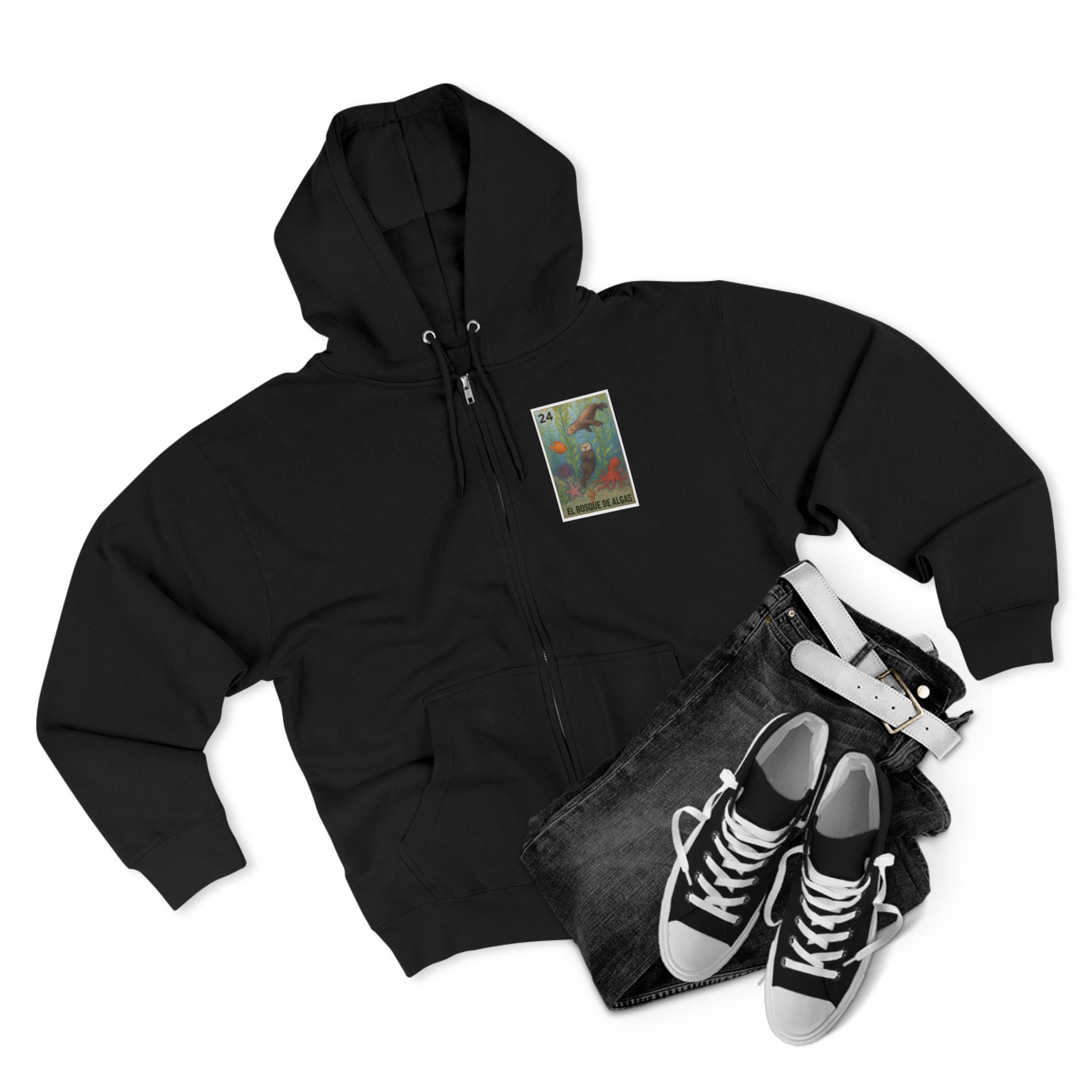 Kelp Forest Lotería Unisex - Zip Cotton Blend Fleece Hoodie (El Bosque de Algas)