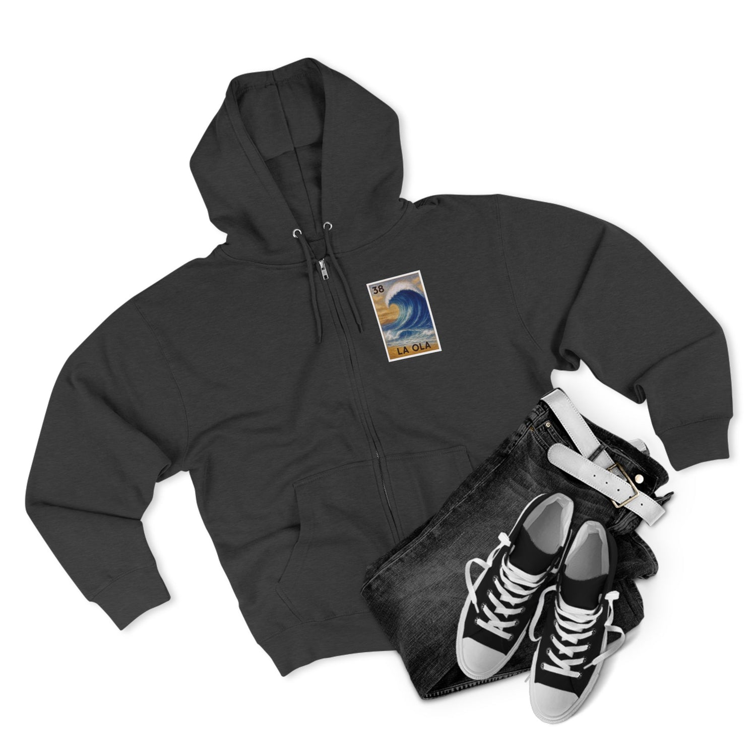 Wave Lotería Unisex - Zip Cotton Blend Fleece Hoodie (La Ola)