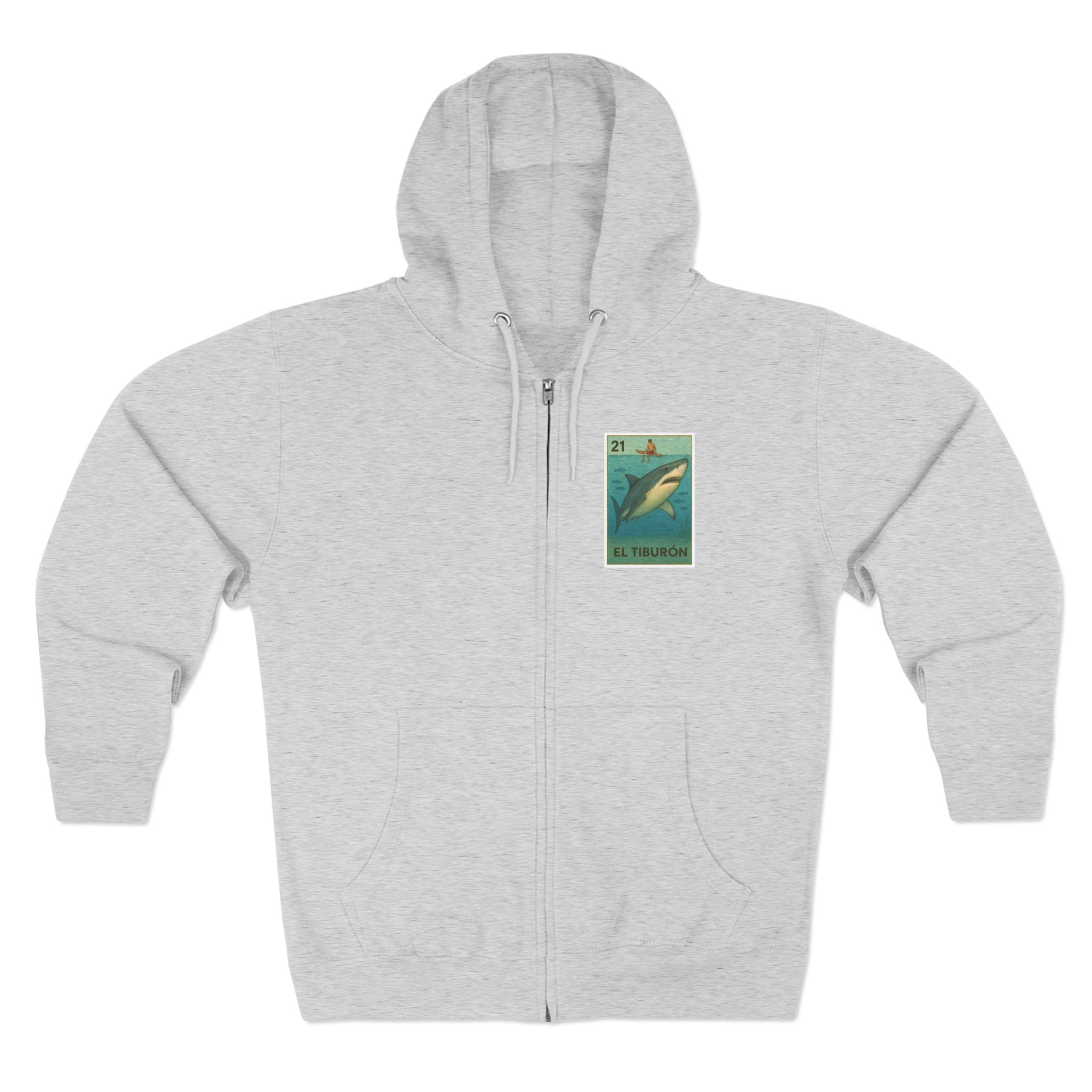 Shark Lotería Unisex - Zip Cotton Blend Fleece Hoodie (El Tiburón)