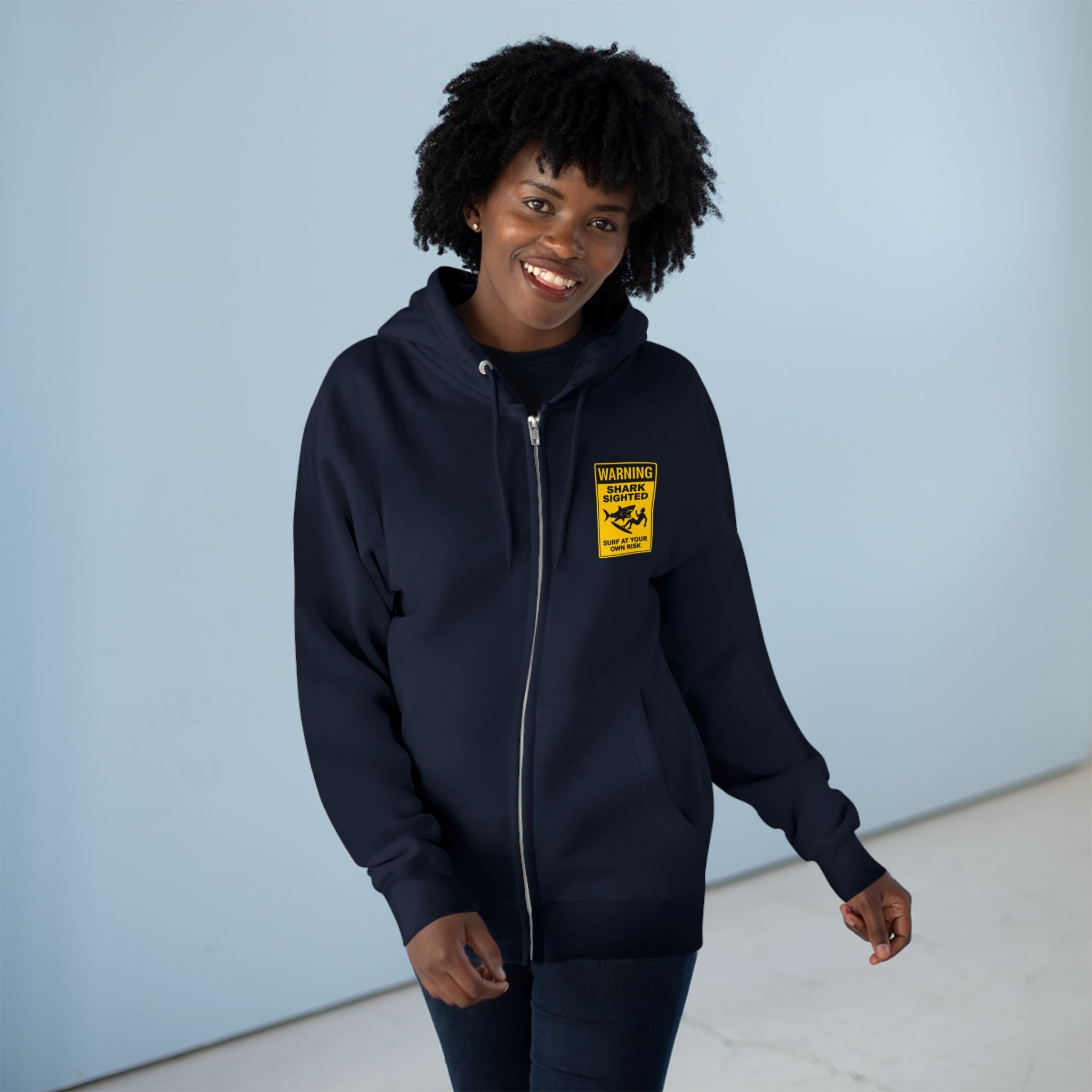 Shark Sighted Unisex - Zip Cotton Blend Fleece Hoodie