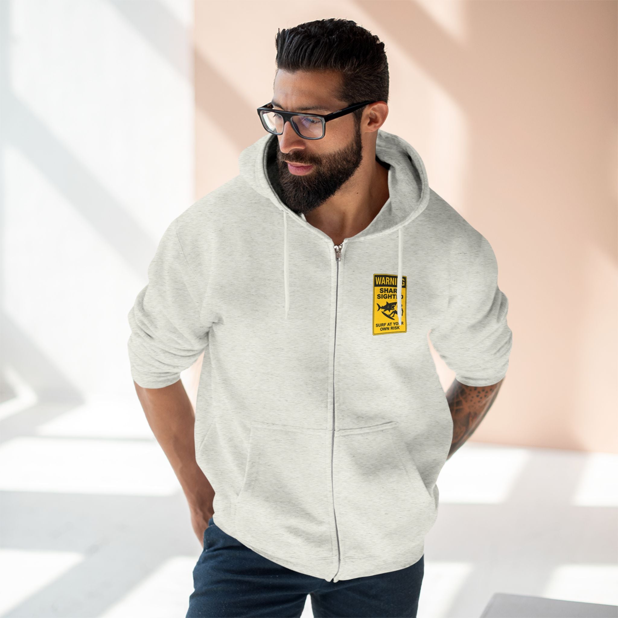 Shark Sighted Unisex - Zip Cotton Blend Fleece Hoodie