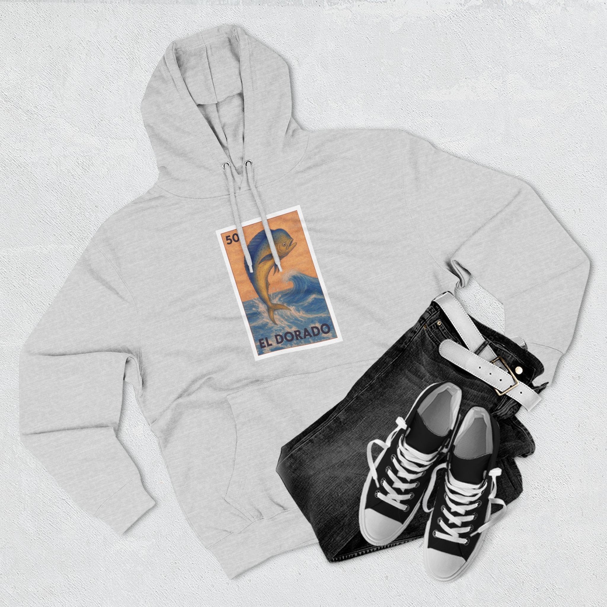 Dorado Lotería Unisex - Pull-Over Cotton Blend Fleece Hoodie (El Dorado)