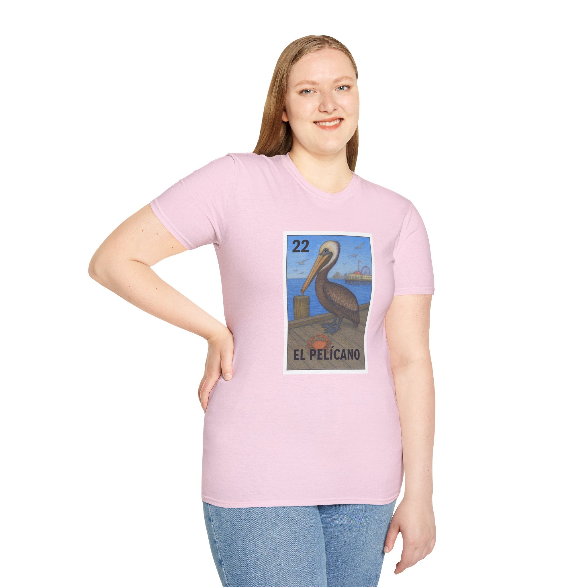 Pelican Lotería Unisex - Soft Style U.S. Cotton T-Shirt (El Pelícano)