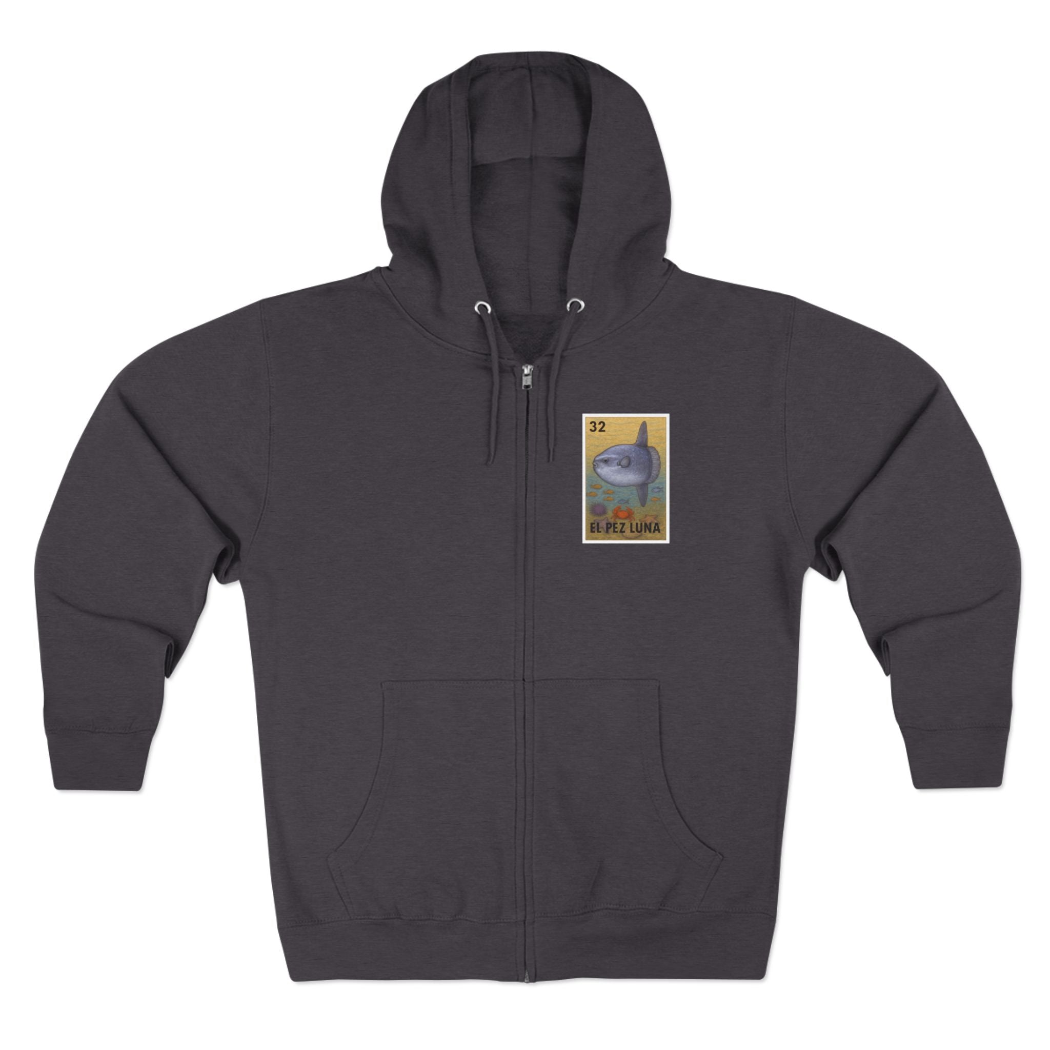 Sunfish Lotería Unisex - Zip Cotton Blend Fleece Hoodie (El Pez Luna)