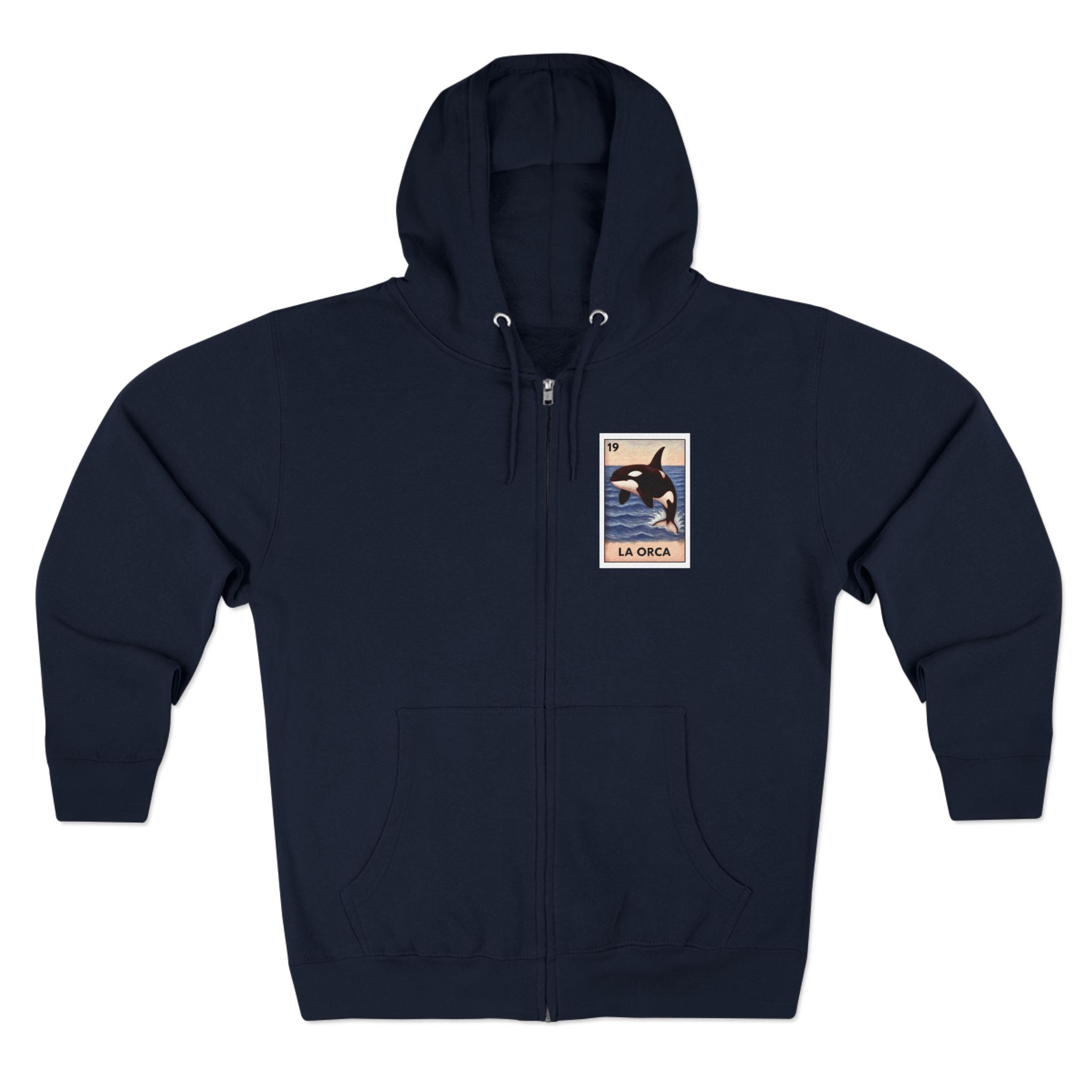 Orca Lotería Unisex - Zip Cotton Blend Fleece Hoodie (La Orca)