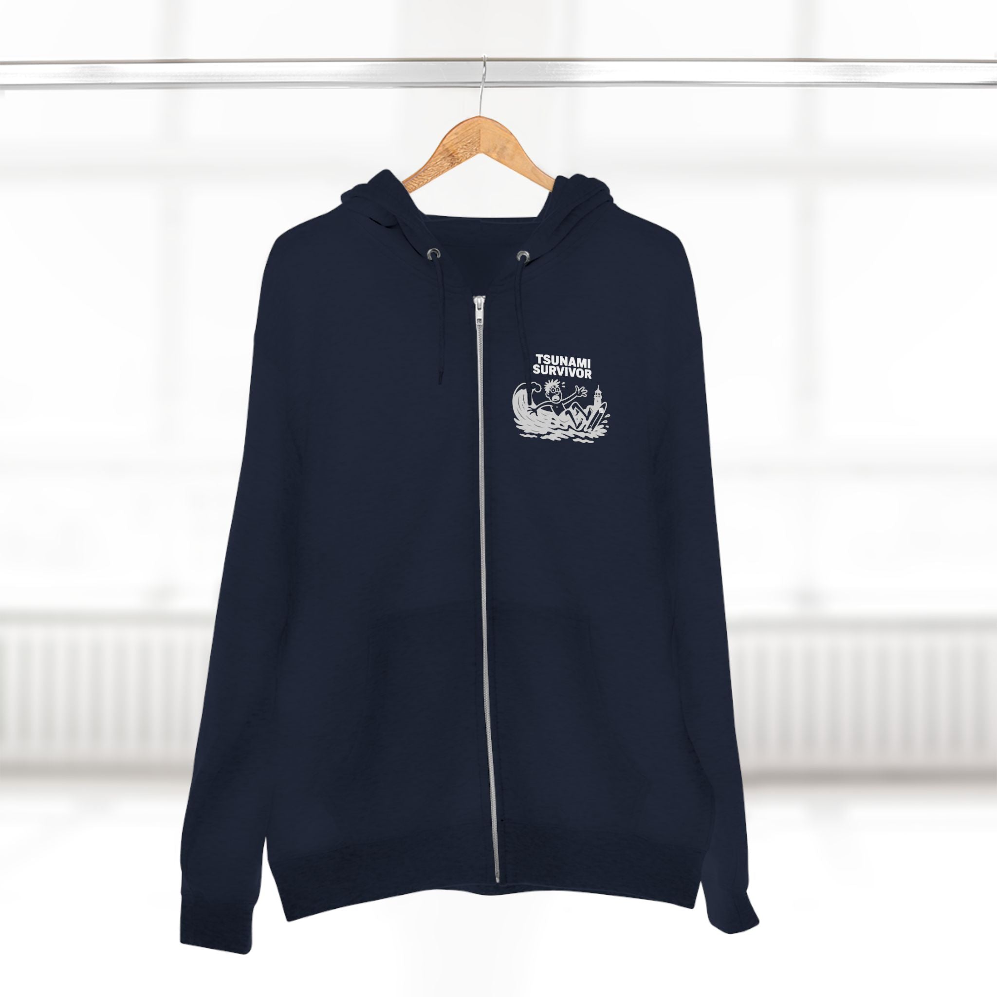 Tsunami Survivor Unisex - Zip Cotton Blend Fleece Hoodie