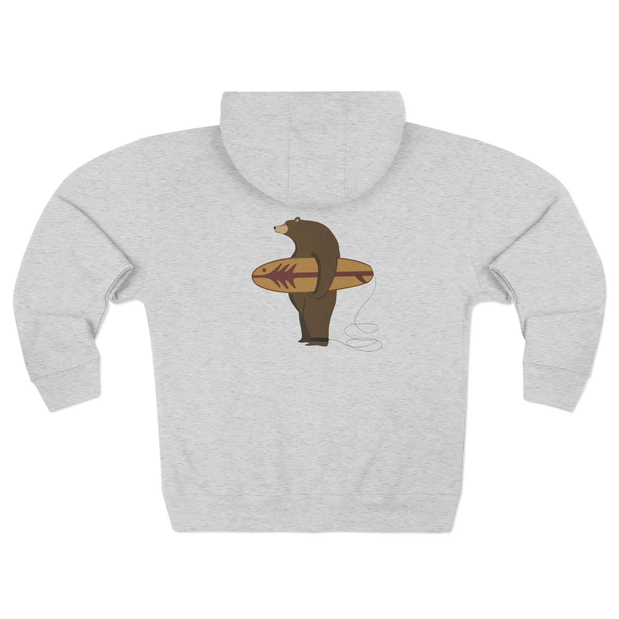 Surfing Grizzly Bear by Fabian Lavater Unisex - Zip Cotton Blend Fleece Hoodie