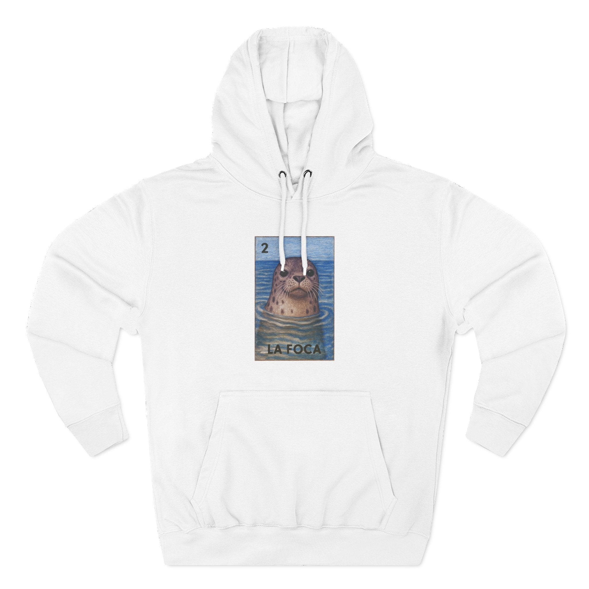 Seal Lotería Unisex - Pull-Over Cotton Blend Fleece Hoodie (La Foca)