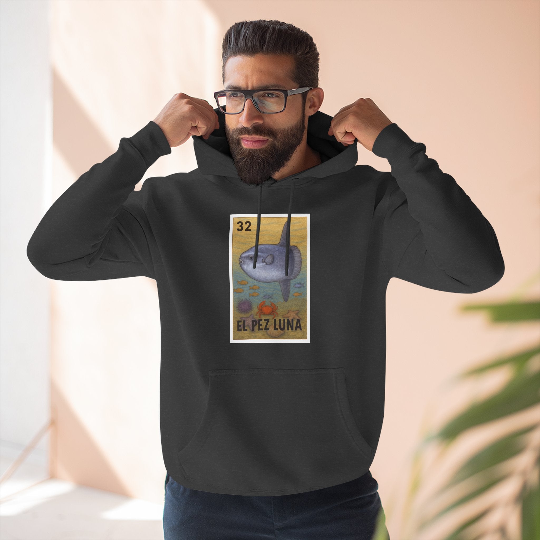 Sunfish Lotería Unisex - Pull-Over Cotton Blend Fleece Hoodie (El Pez Luna)