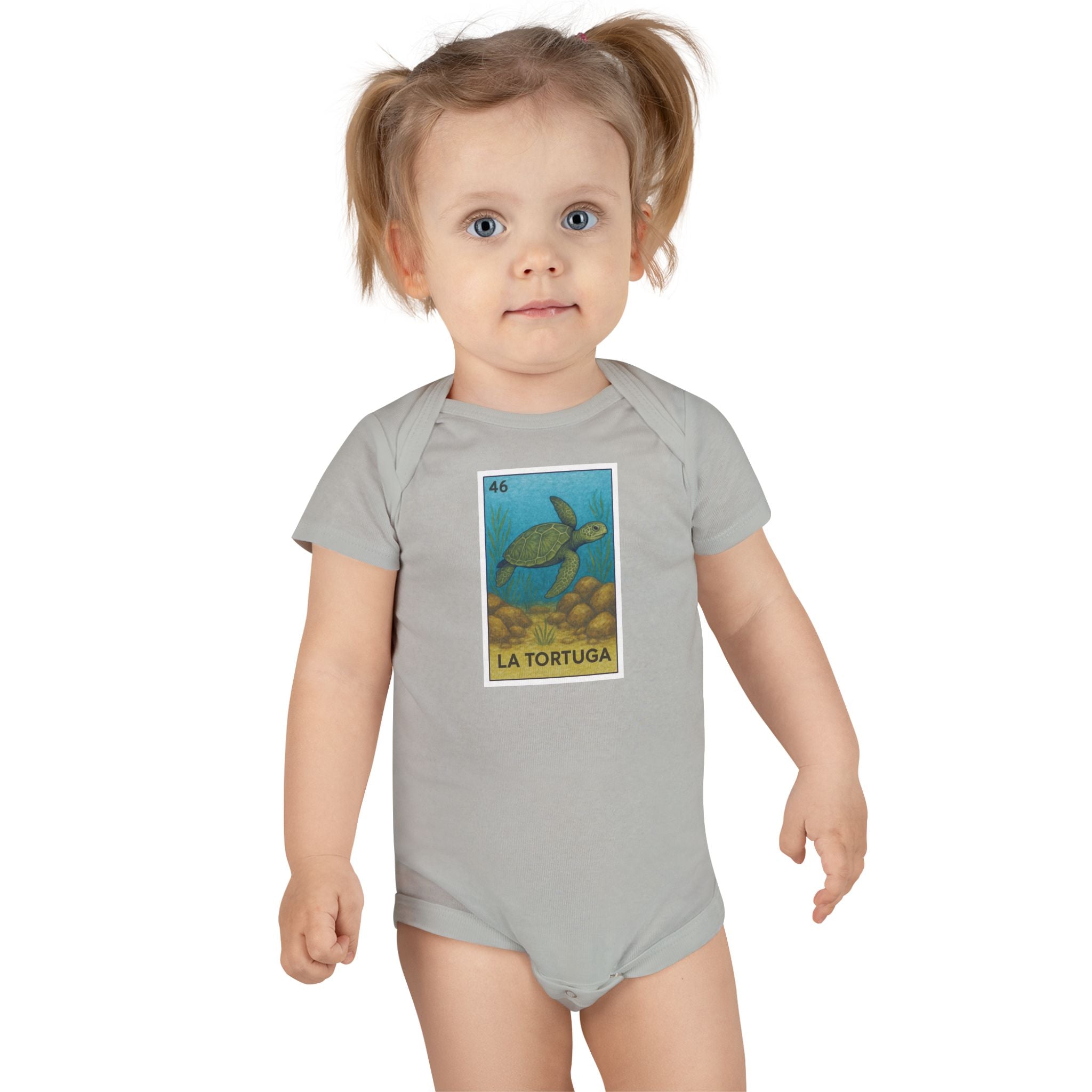 Turtle Lotería - Baby Short Sleeve 100% Cotton Onesie (La Tortuga)