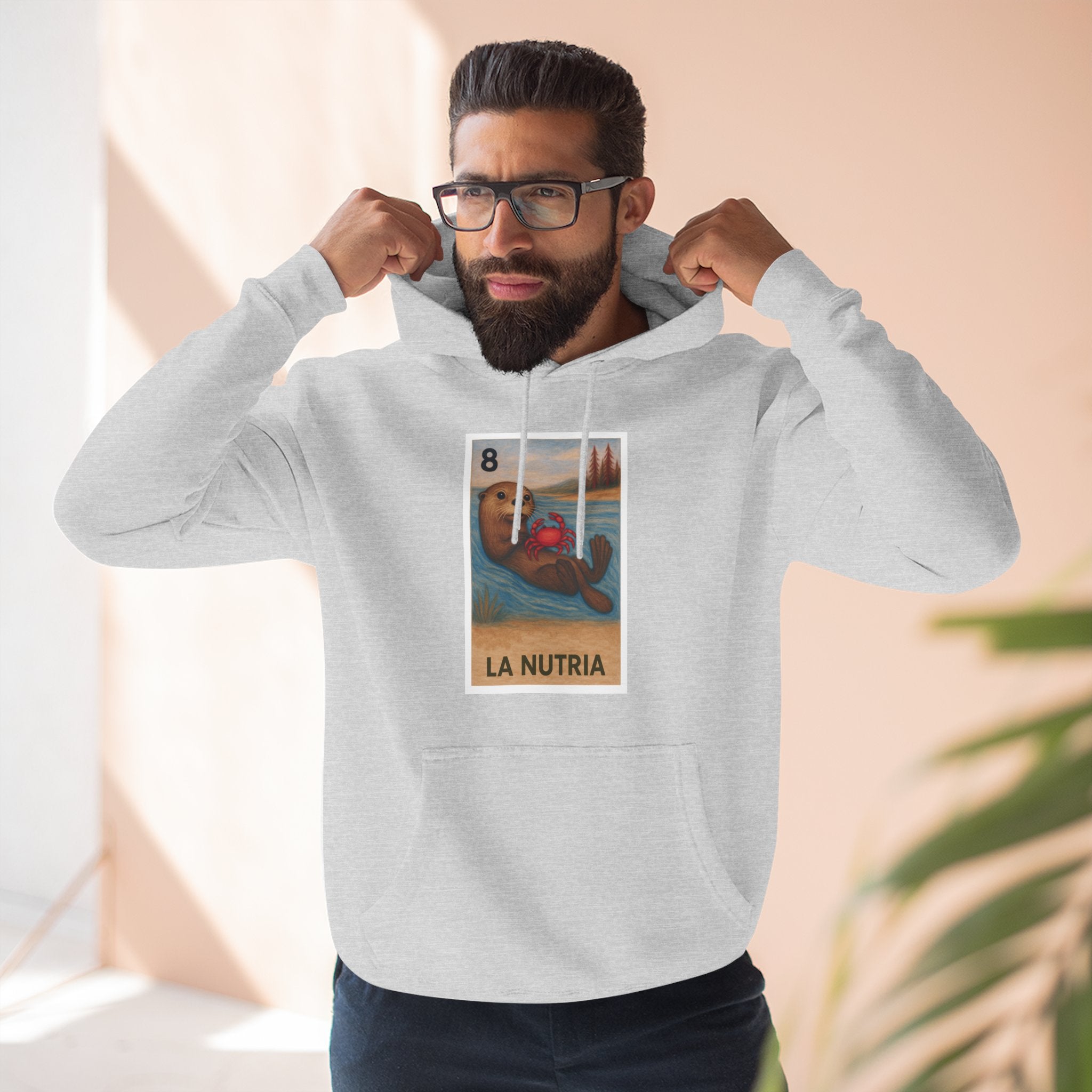 Sea Otter Lotería Unisex - Pull-Over Cotton Blend Fleece Hoodie (La Nutria)