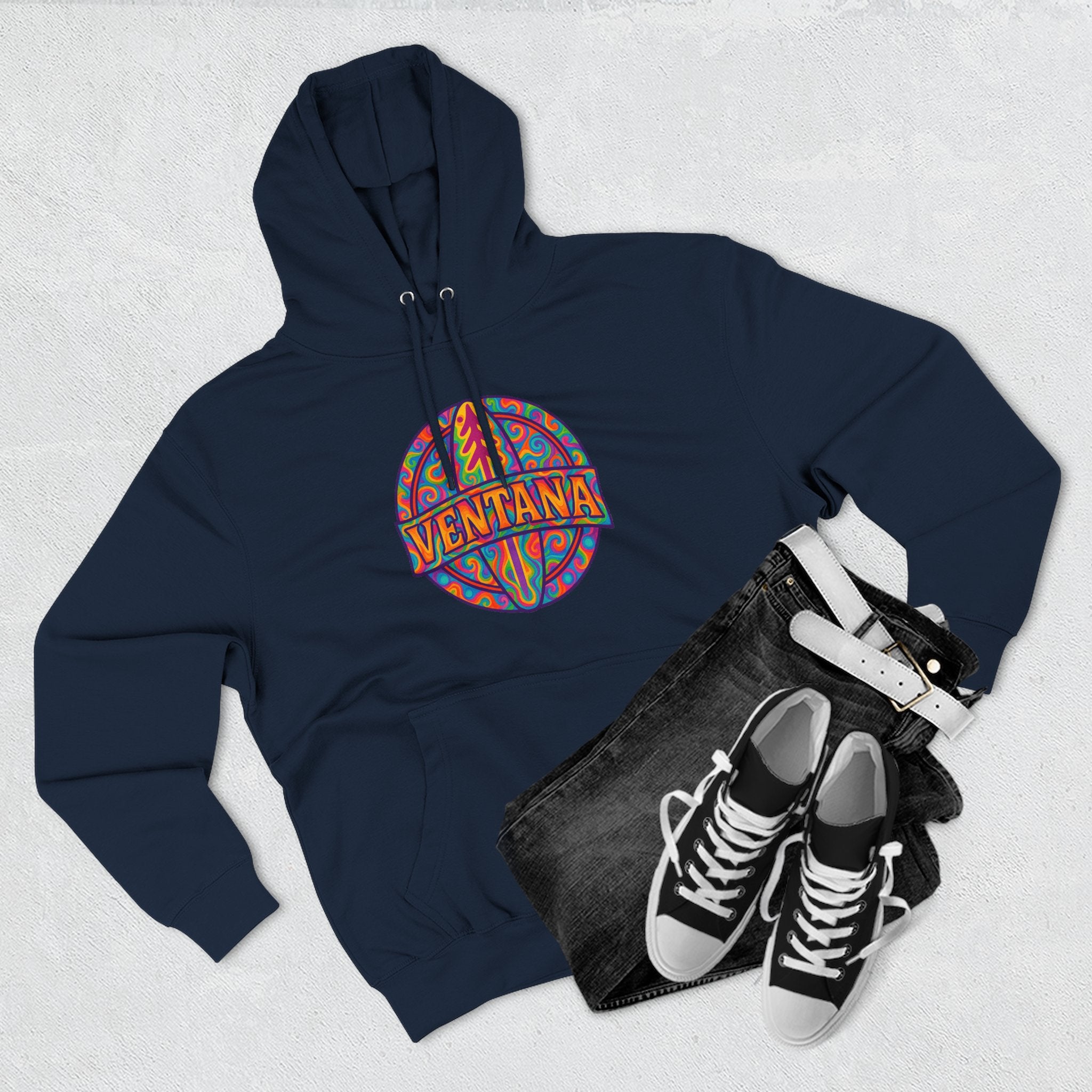 Ventana Psychedelic Treefish Logo Unisex - Pull-Over Cotton Blend Fleece Hoodie