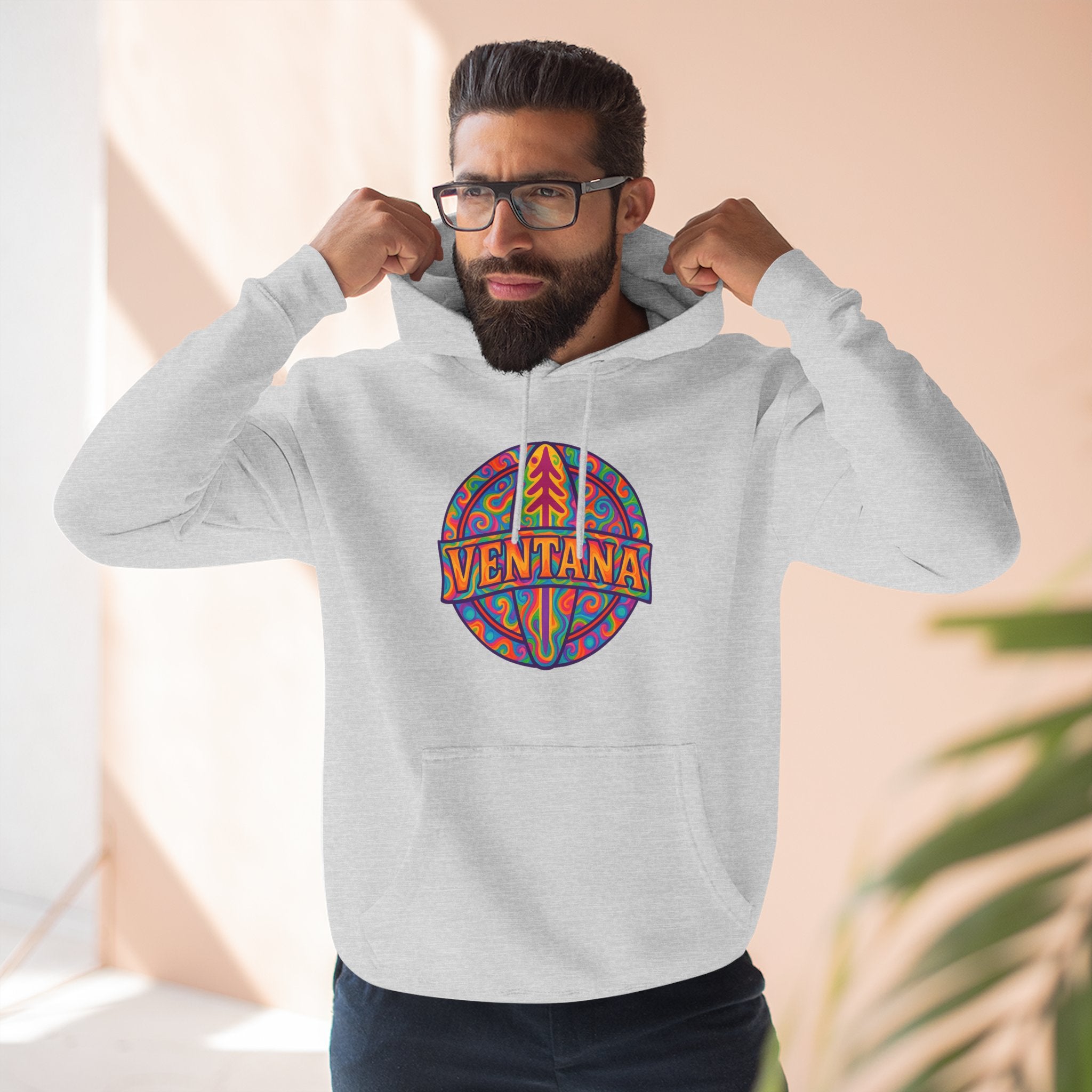 Ventana Psychedelic Treefish Logo Unisex - Pull-Over Cotton Blend Fleece Hoodie