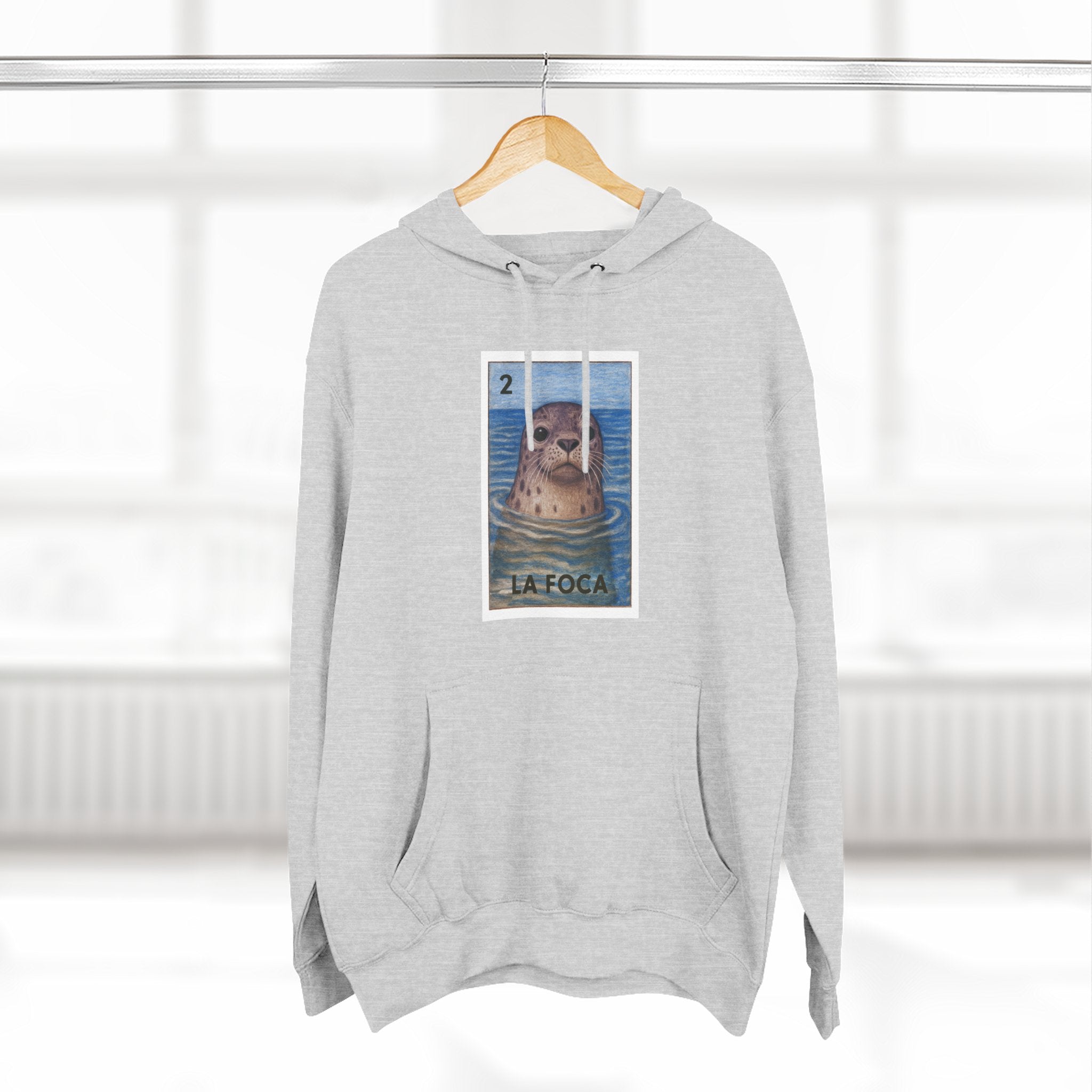 Seal Lotería Unisex - Pull-Over Cotton Blend Fleece Hoodie (La Foca)