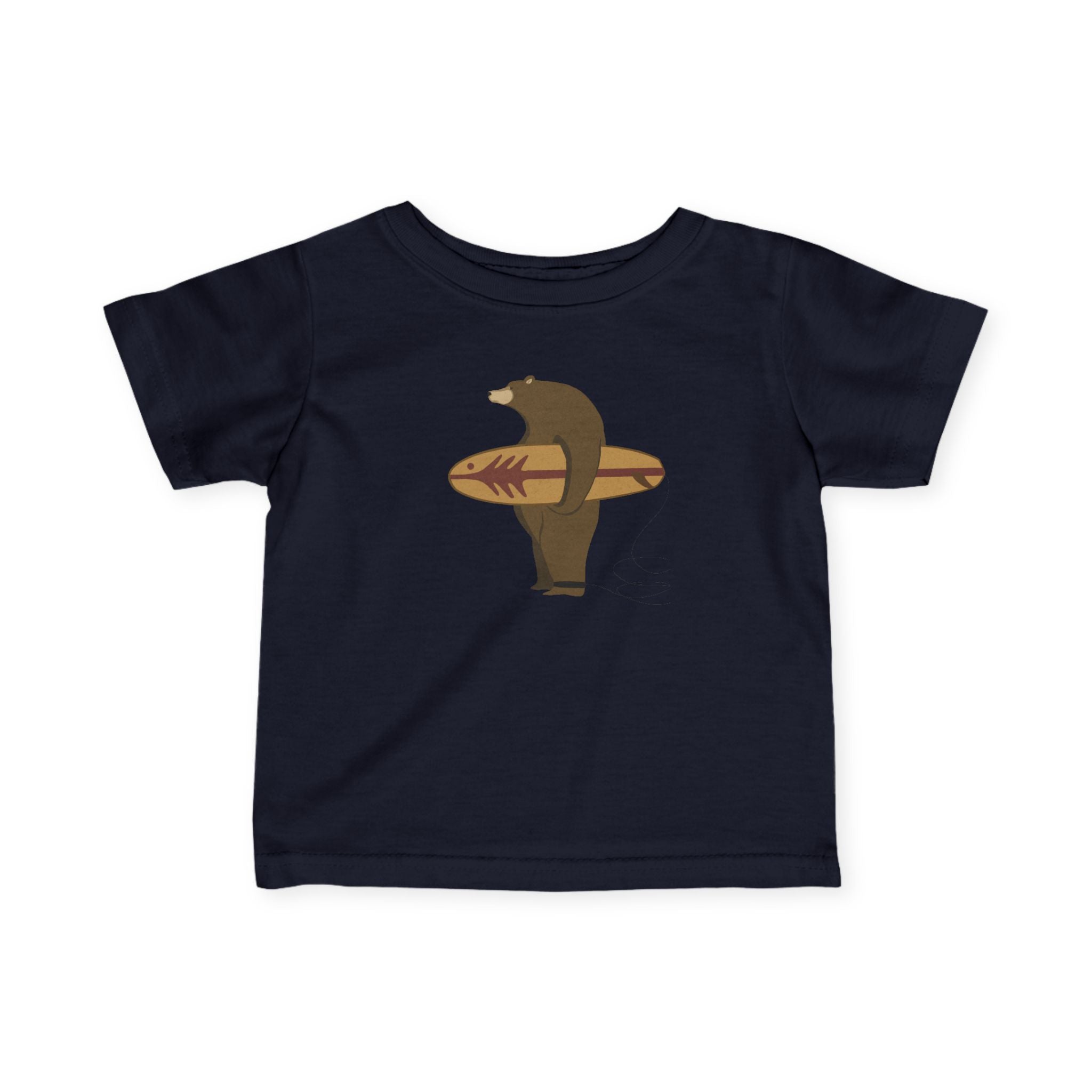 Surfing Grizzly Bear by Fabian Lavater - Infant 100% Cotton T-Shirt
