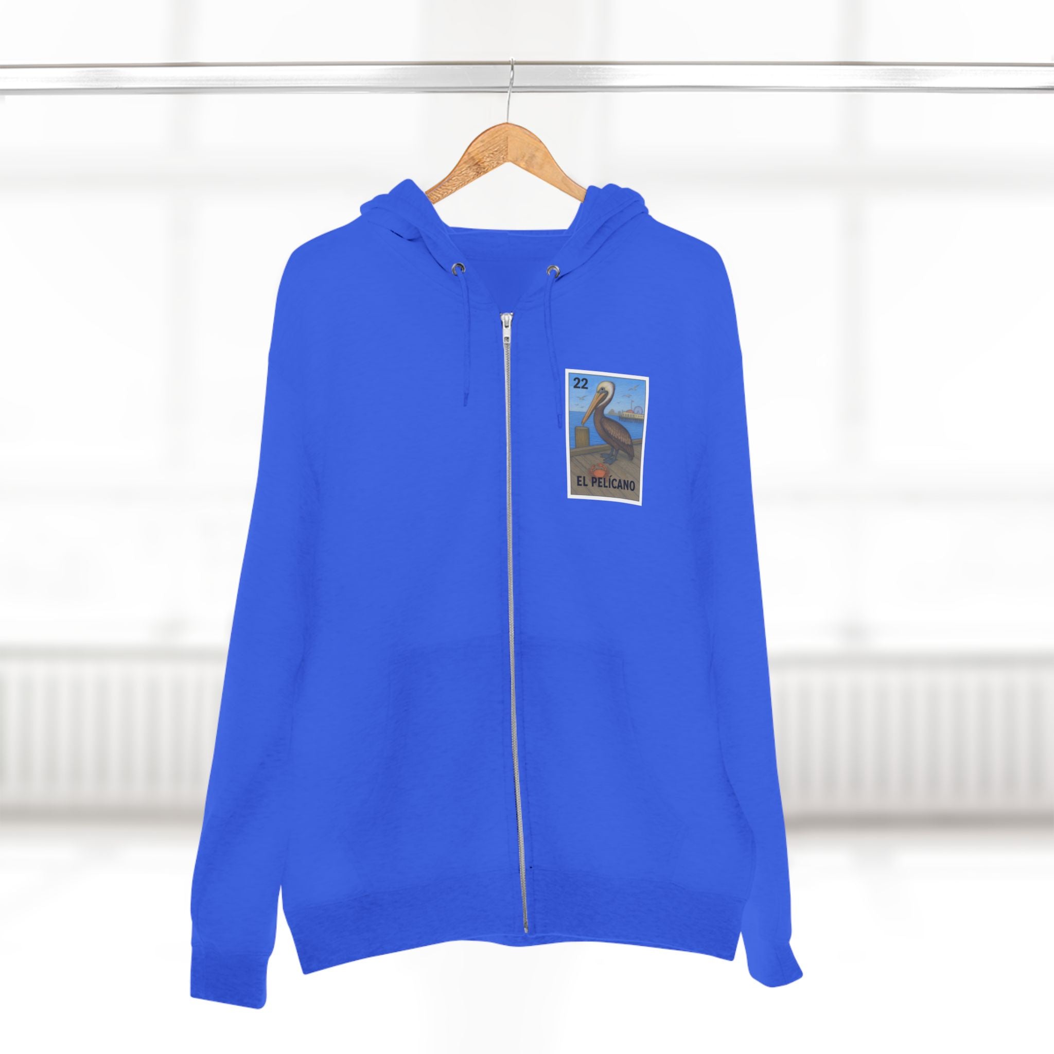 Pelican Lotería Unisex - Zip Cotton Blend Fleece Hoodie (El Pelícano)