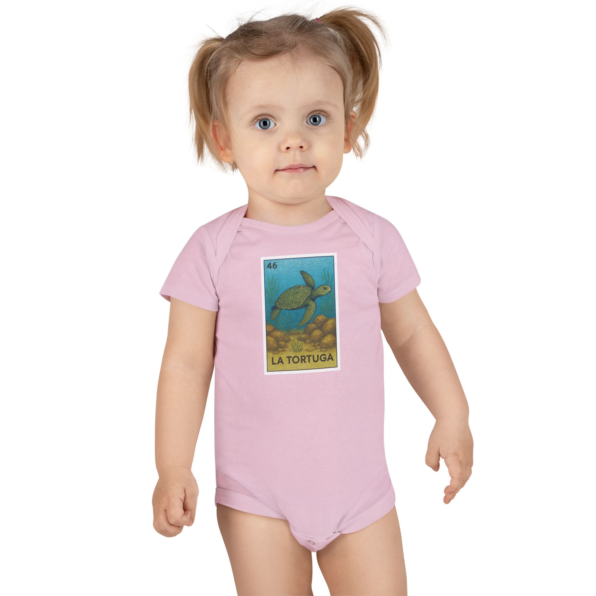 Turtle Lotería - Baby Short Sleeve 100% Cotton Onesie (La Tortuga)