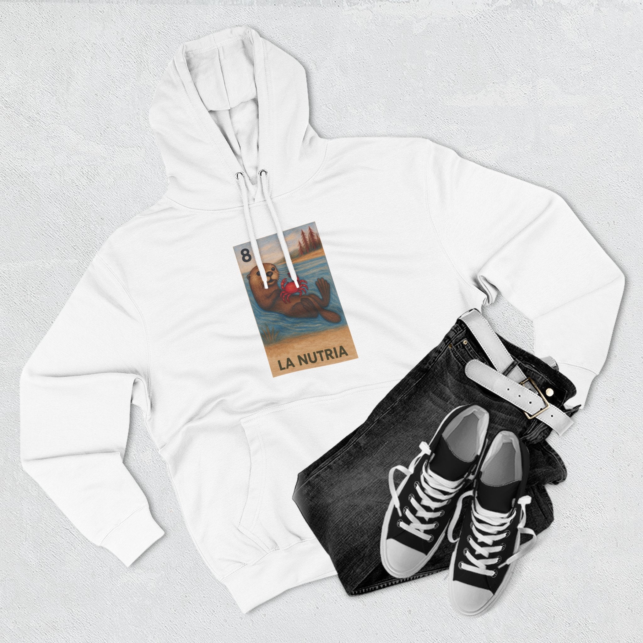 Sea Otter Lotería Unisex - Pull-Over Cotton Blend Fleece Hoodie (La Nutria)