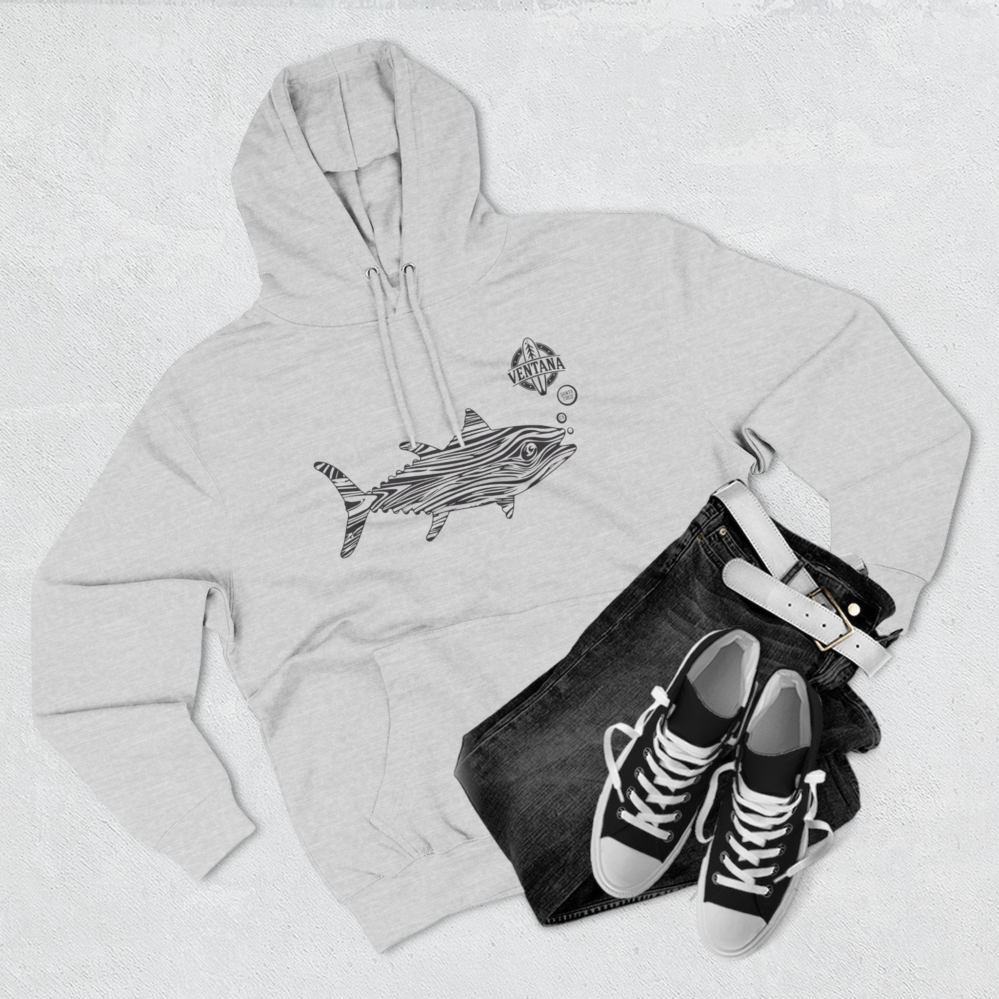 Ventana Wooden Tuna Unisex - Pull-Over Cotton Blend Fleece Hoodie