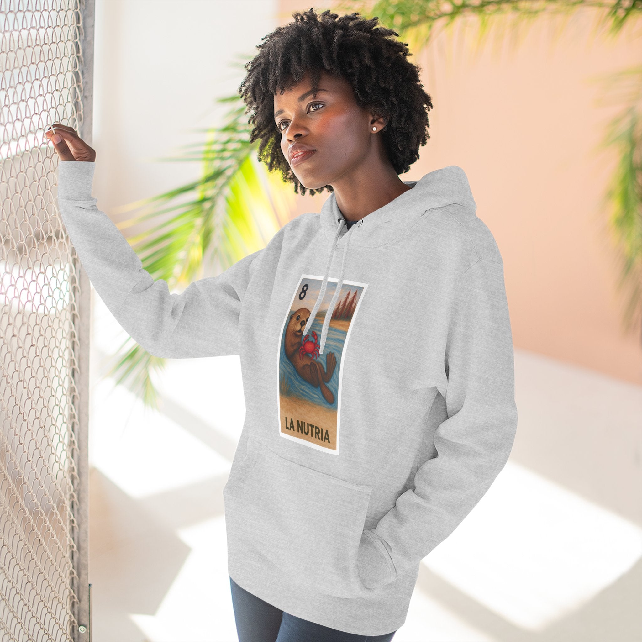 Sea Otter Lotería Unisex - Pull-Over Cotton Blend Fleece Hoodie (La Nutria)