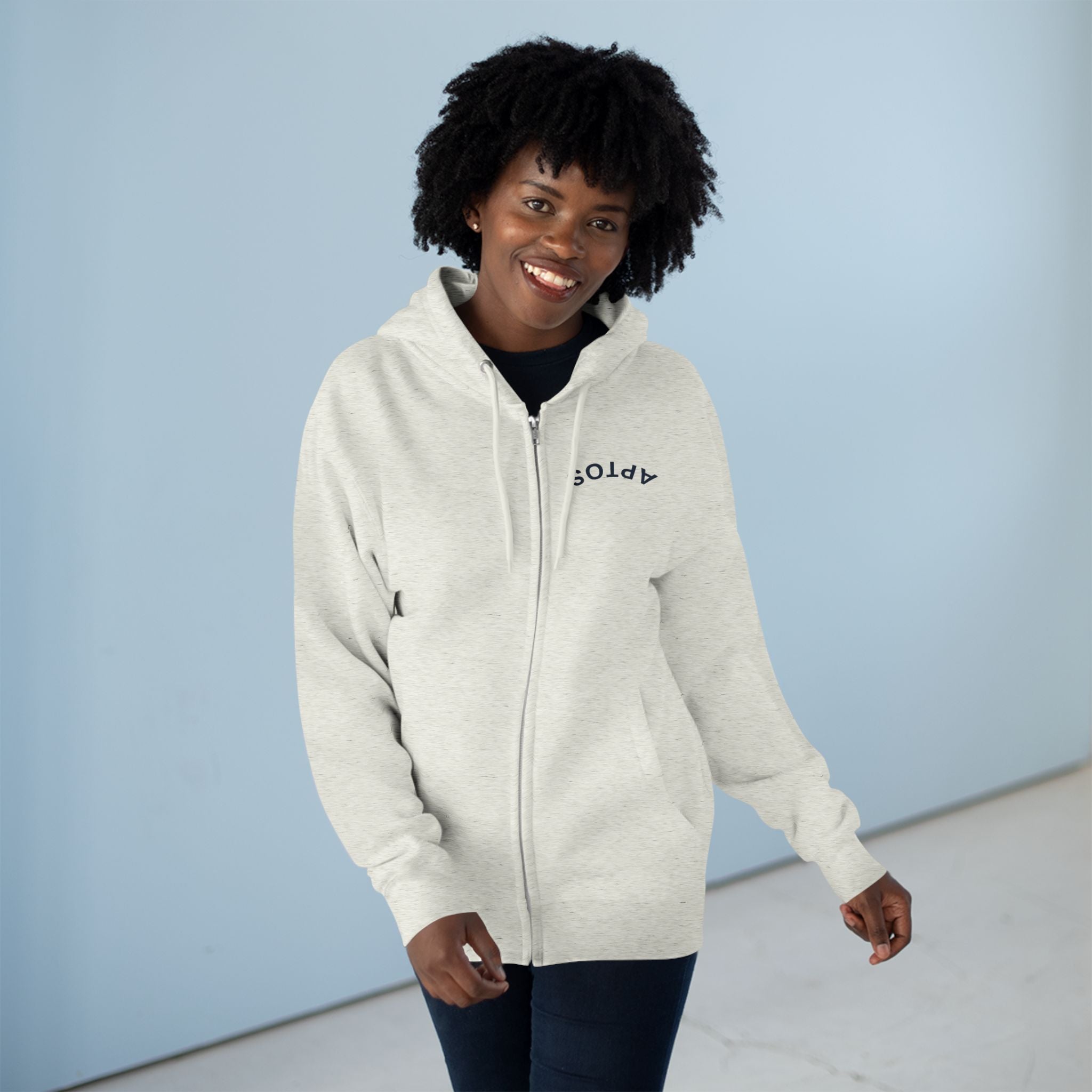 Aptos California Upside Down Unisex - Zip Cotton Blend Fleece Hoodie