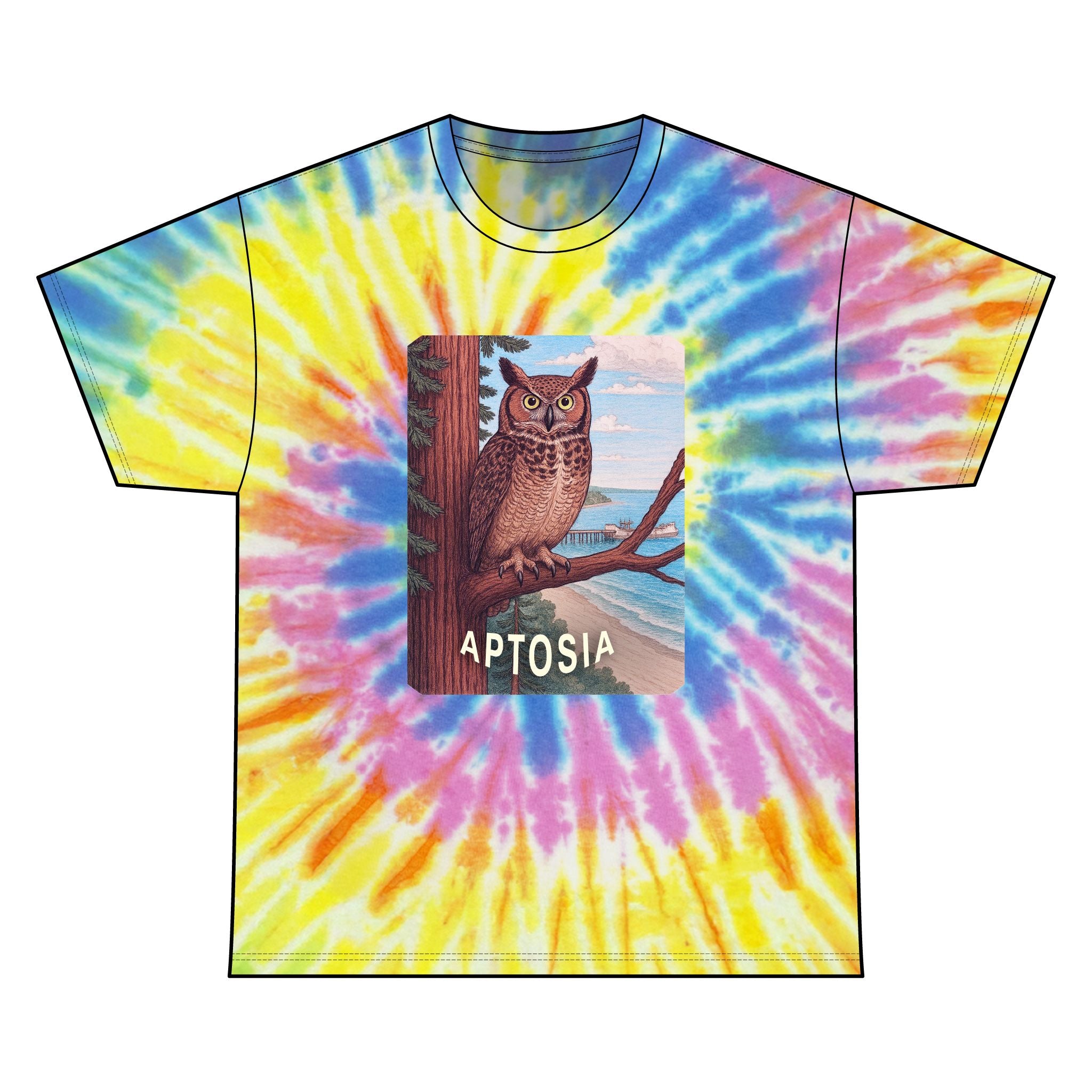 Aptos California Aptosia Owl Tie Dye Unisex - 100% Cotton T-Shirt
