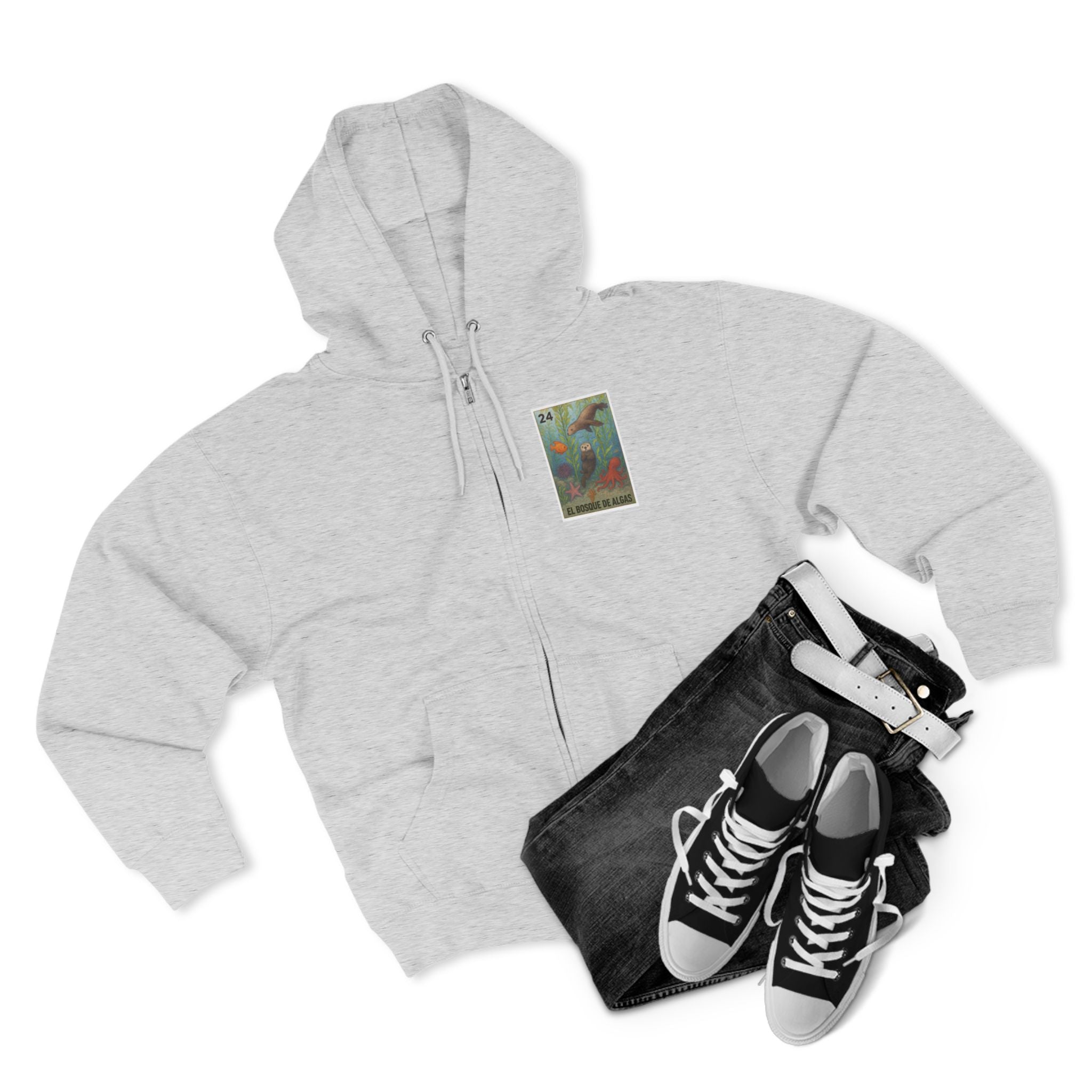 Kelp Forest Lotería Unisex - Zip Cotton Blend Fleece Hoodie (El Bosque de Algas)