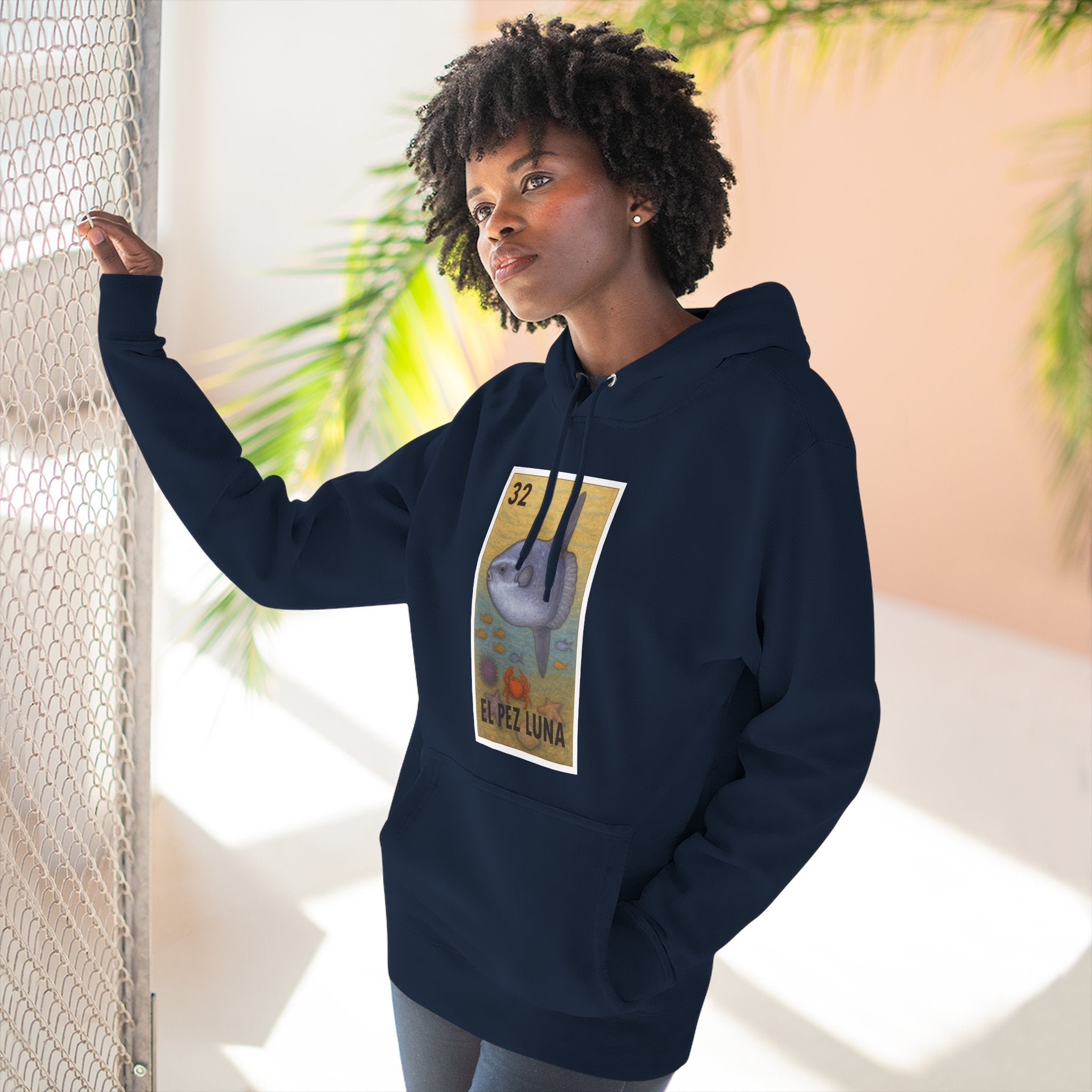 Sunfish Lotería Unisex - Pull-Over Cotton Blend Fleece Hoodie (El Pez Luna)