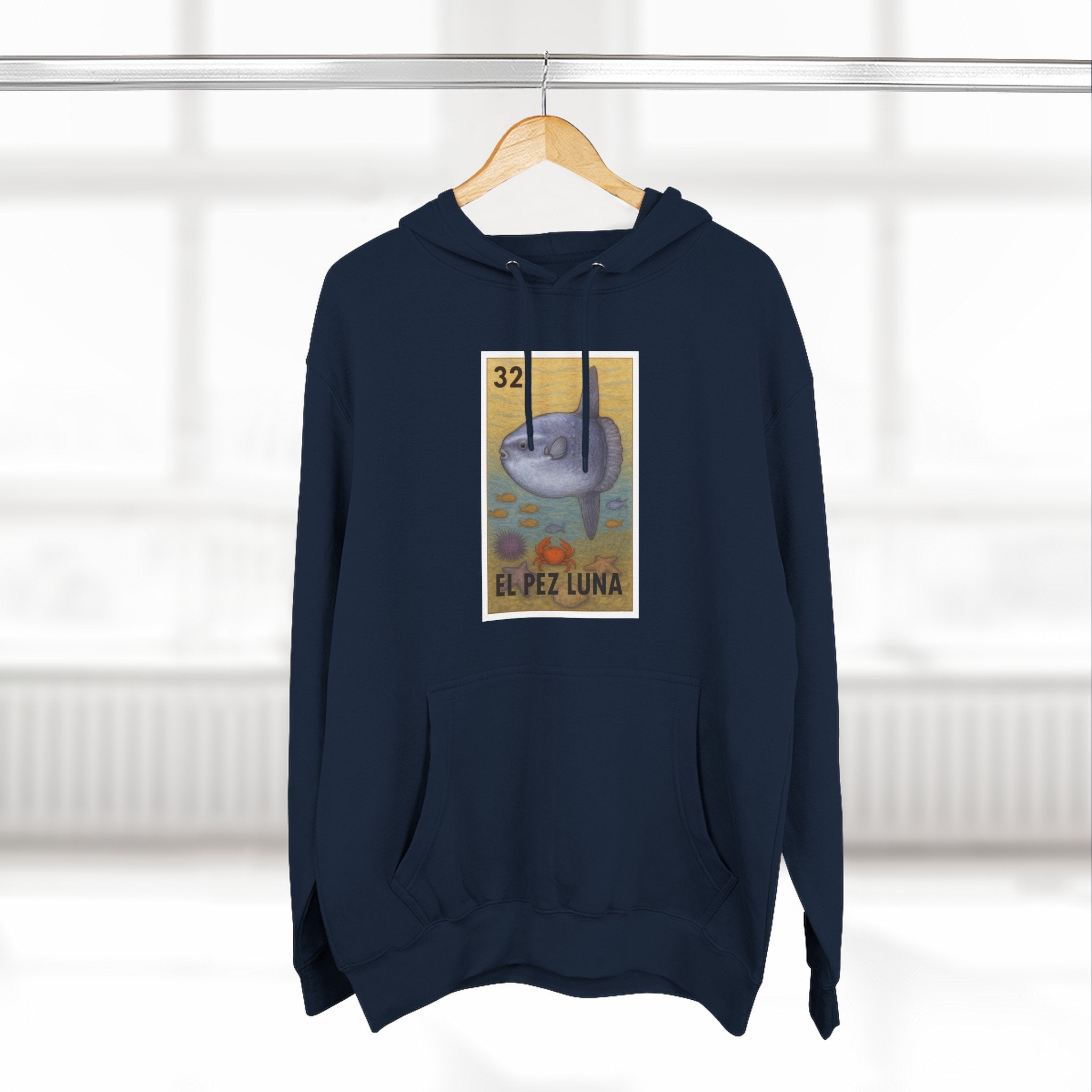 Sunfish Lotería Unisex - Pull-Over Cotton Blend Fleece Hoodie (El Pez Luna)