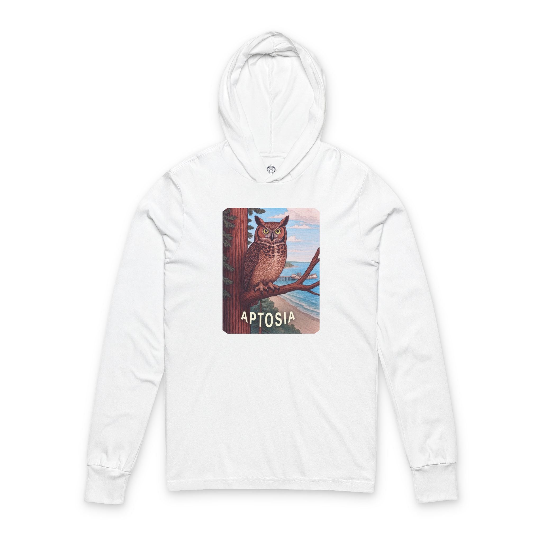 Aptos California Aptosia Owl Unisex - Cotton Long Sleeve Hooded T-Shirt