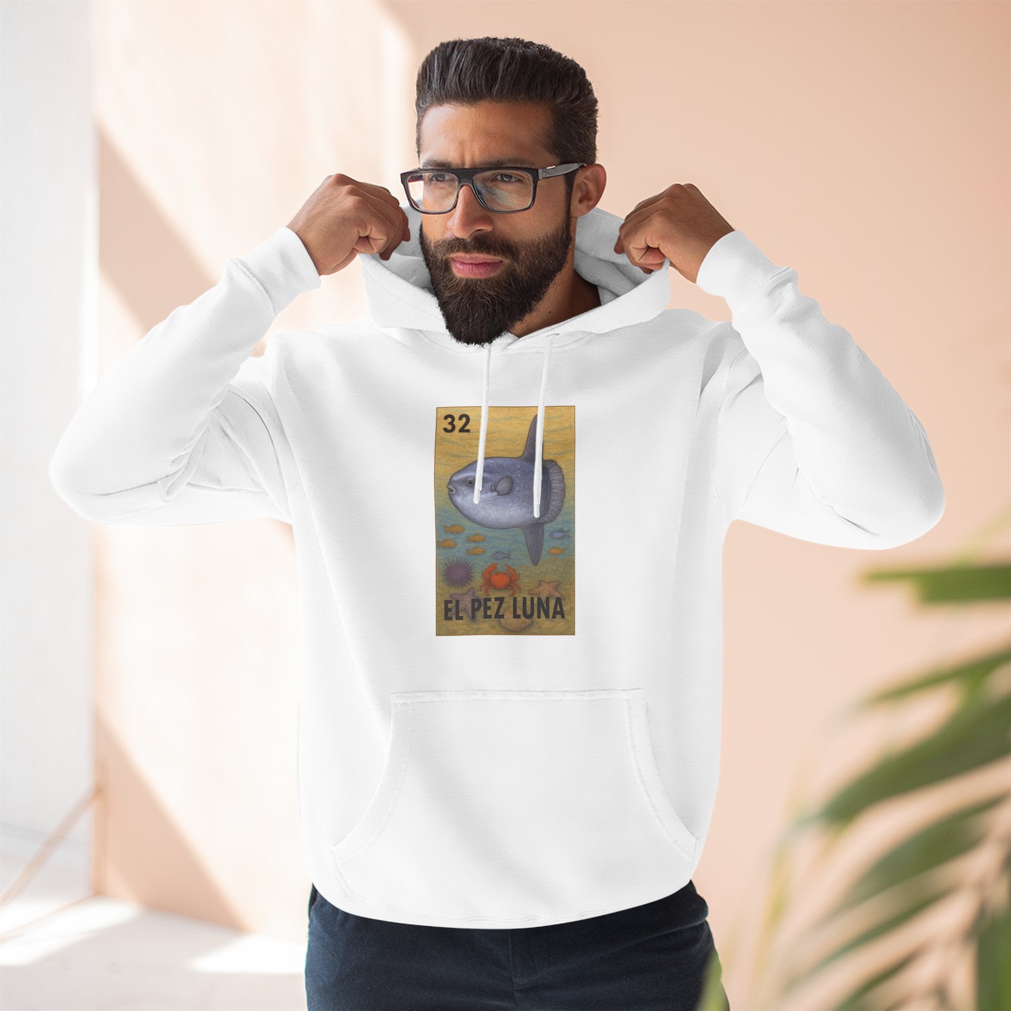 Sunfish Lotería Unisex - Pull-Over Cotton Blend Fleece Hoodie (El Pez Luna)