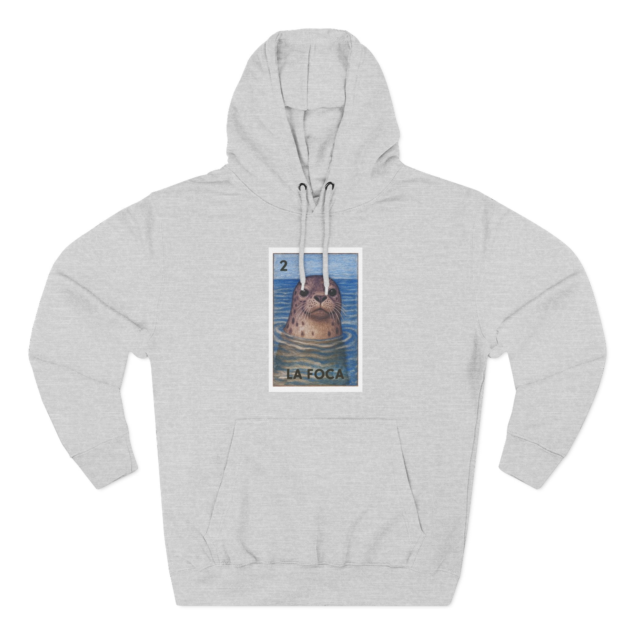 Seal Lotería Unisex - Pull-Over Cotton Blend Fleece Hoodie (La Foca)