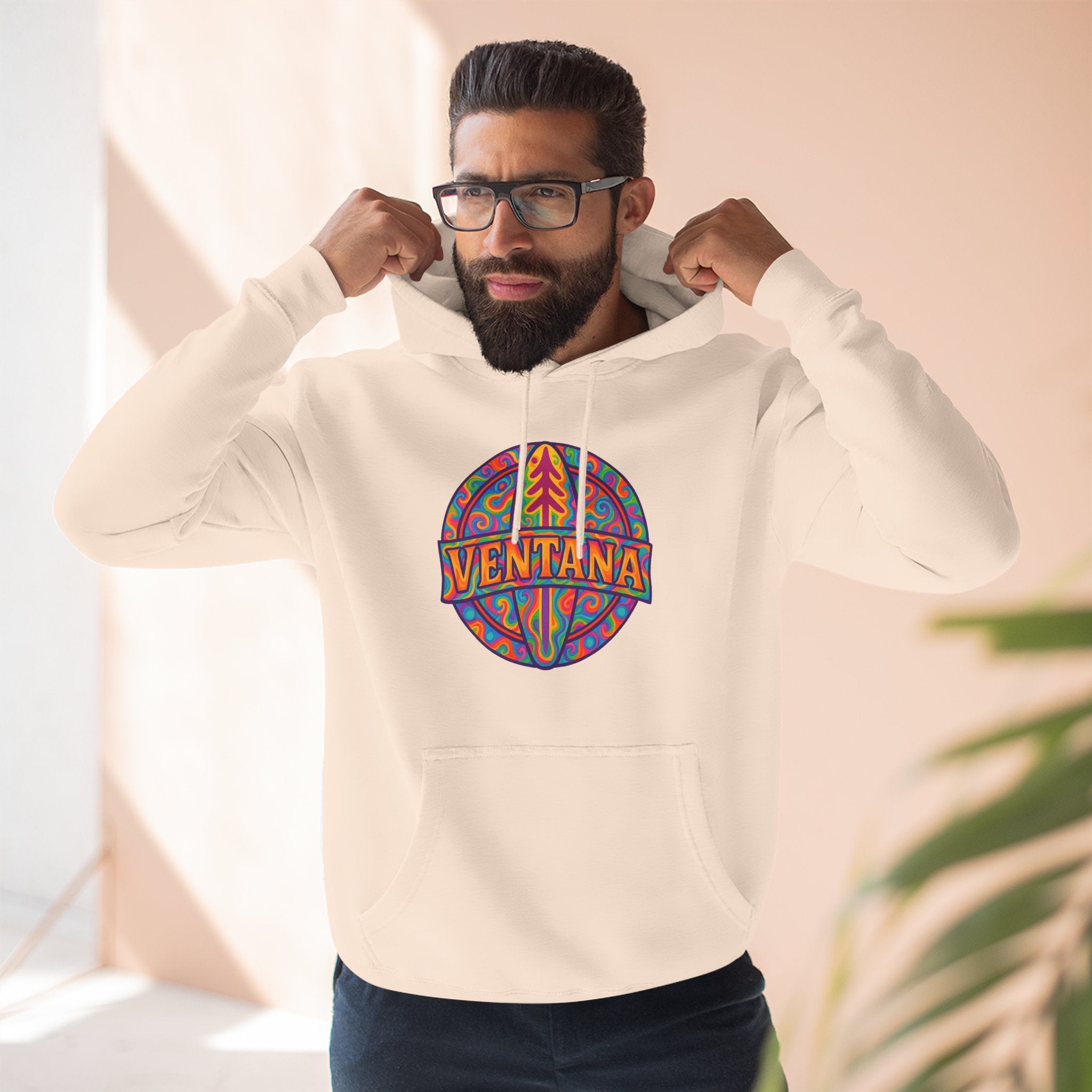 Ventana Psychedelic Treefish Logo Unisex - Pull-Over Cotton Blend Fleece Hoodie