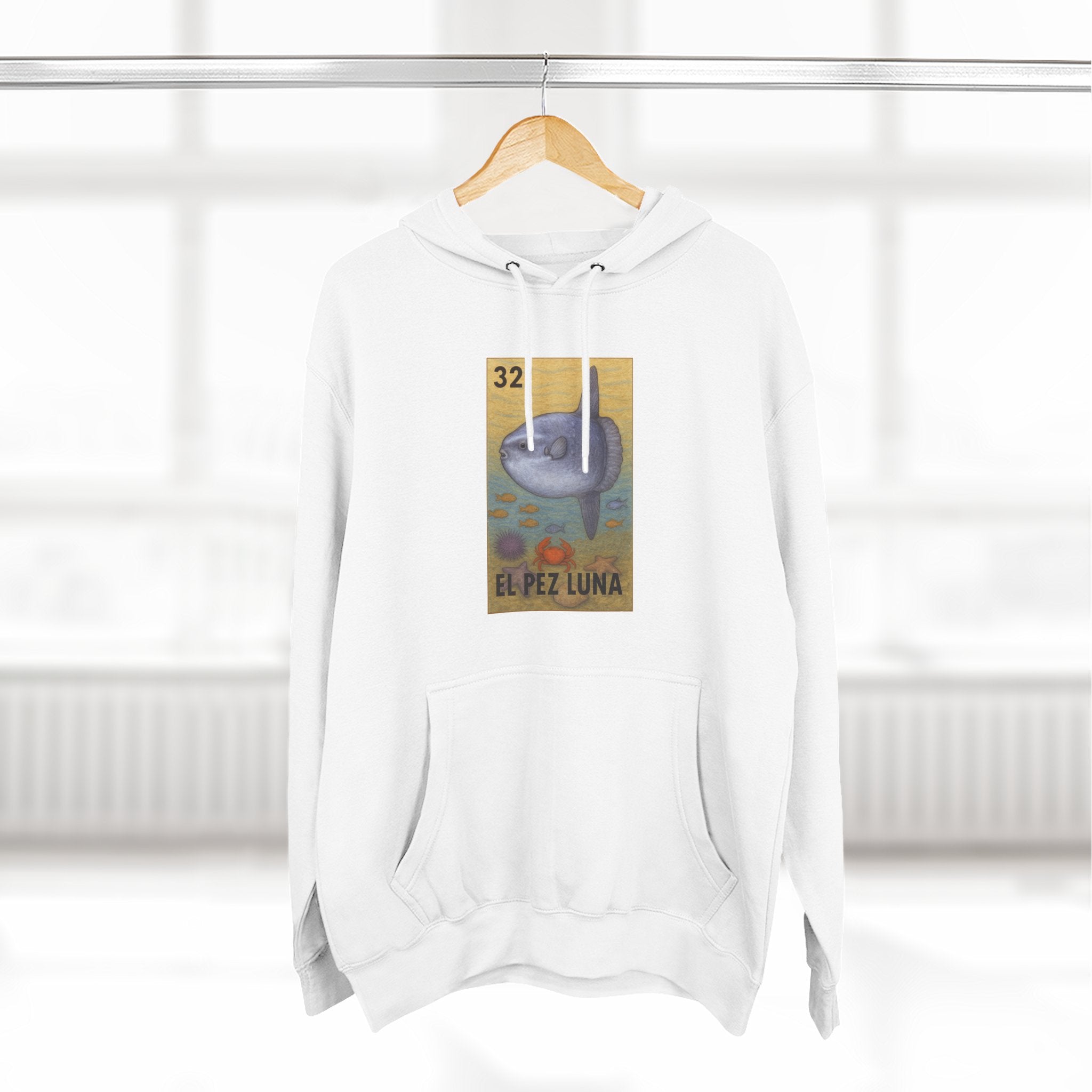 Sunfish Lotería Unisex - Pull-Over Cotton Blend Fleece Hoodie (El Pez Luna)