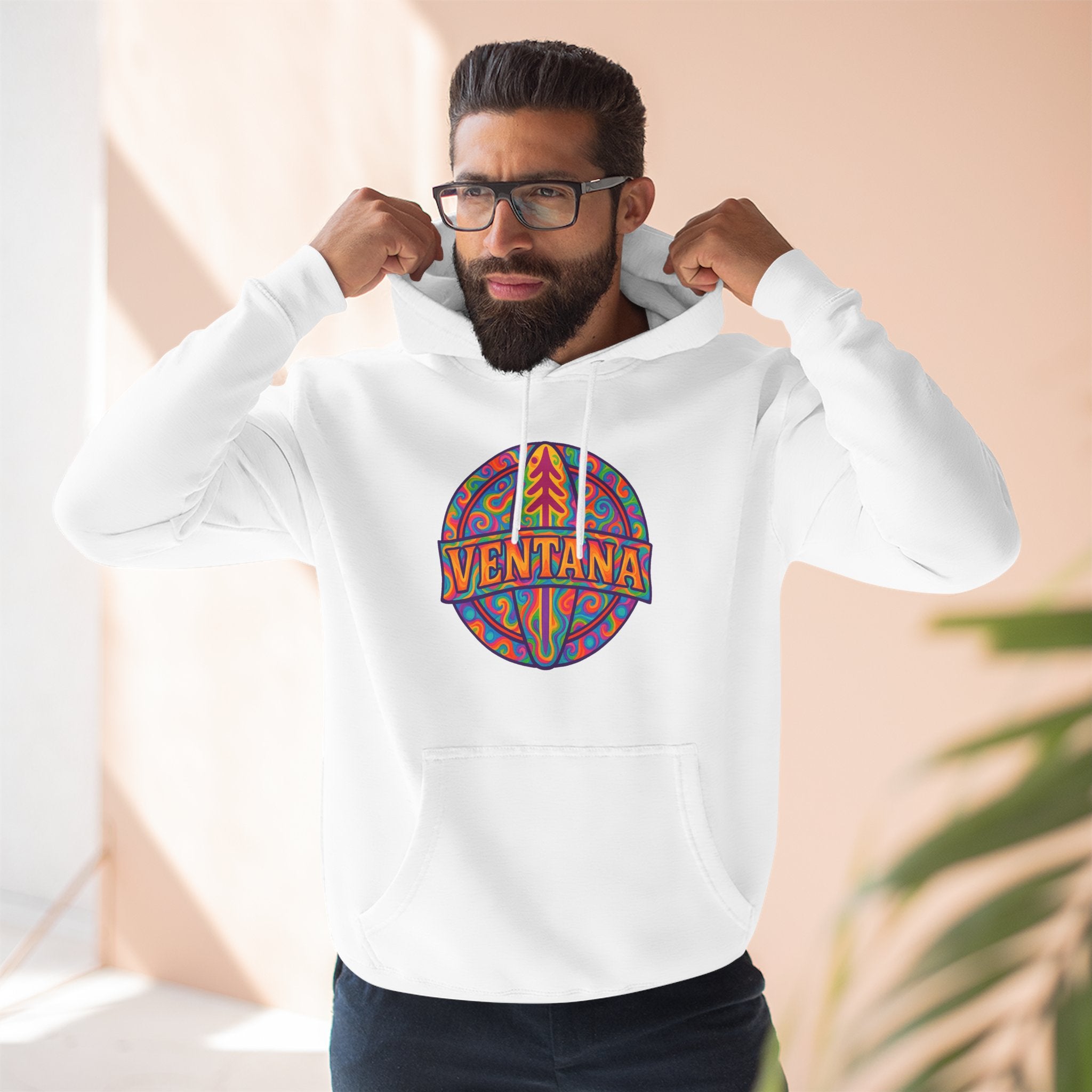 Ventana Psychedelic Treefish Logo Unisex - Pull-Over Cotton Blend Fleece Hoodie