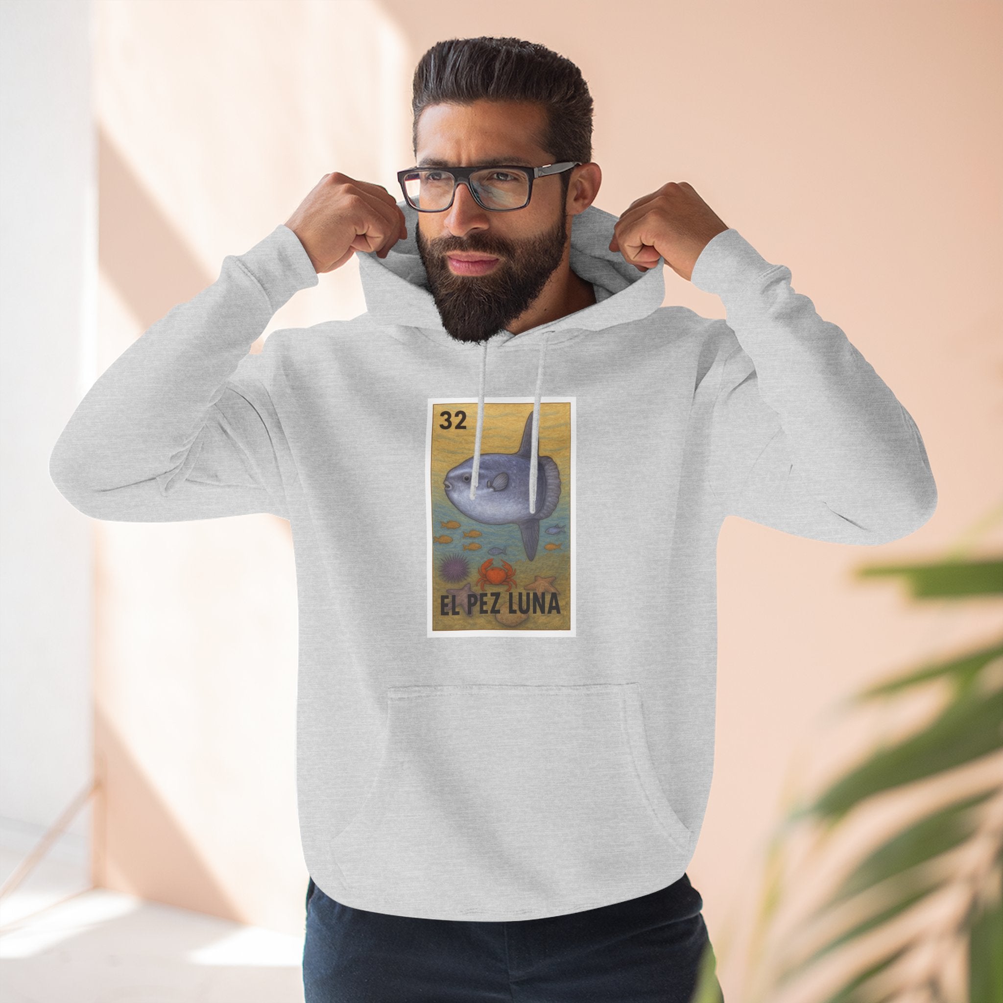 Sunfish Lotería Unisex - Pull-Over Cotton Blend Fleece Hoodie (El Pez Luna)