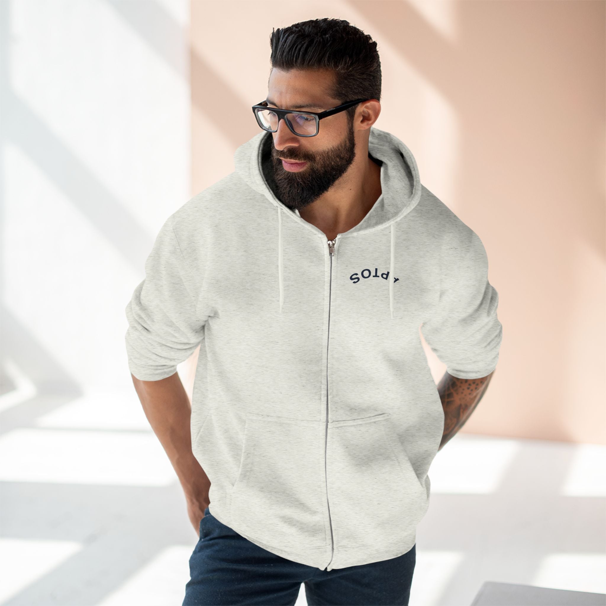 Aptos California Upside Down Unisex - Zip Cotton Blend Fleece Hoodie