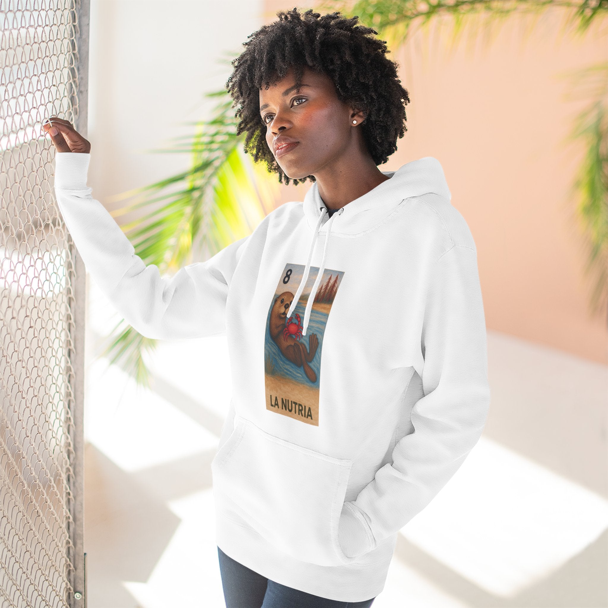 Sea Otter Lotería Unisex - Pull-Over Cotton Blend Fleece Hoodie (La Nutria)